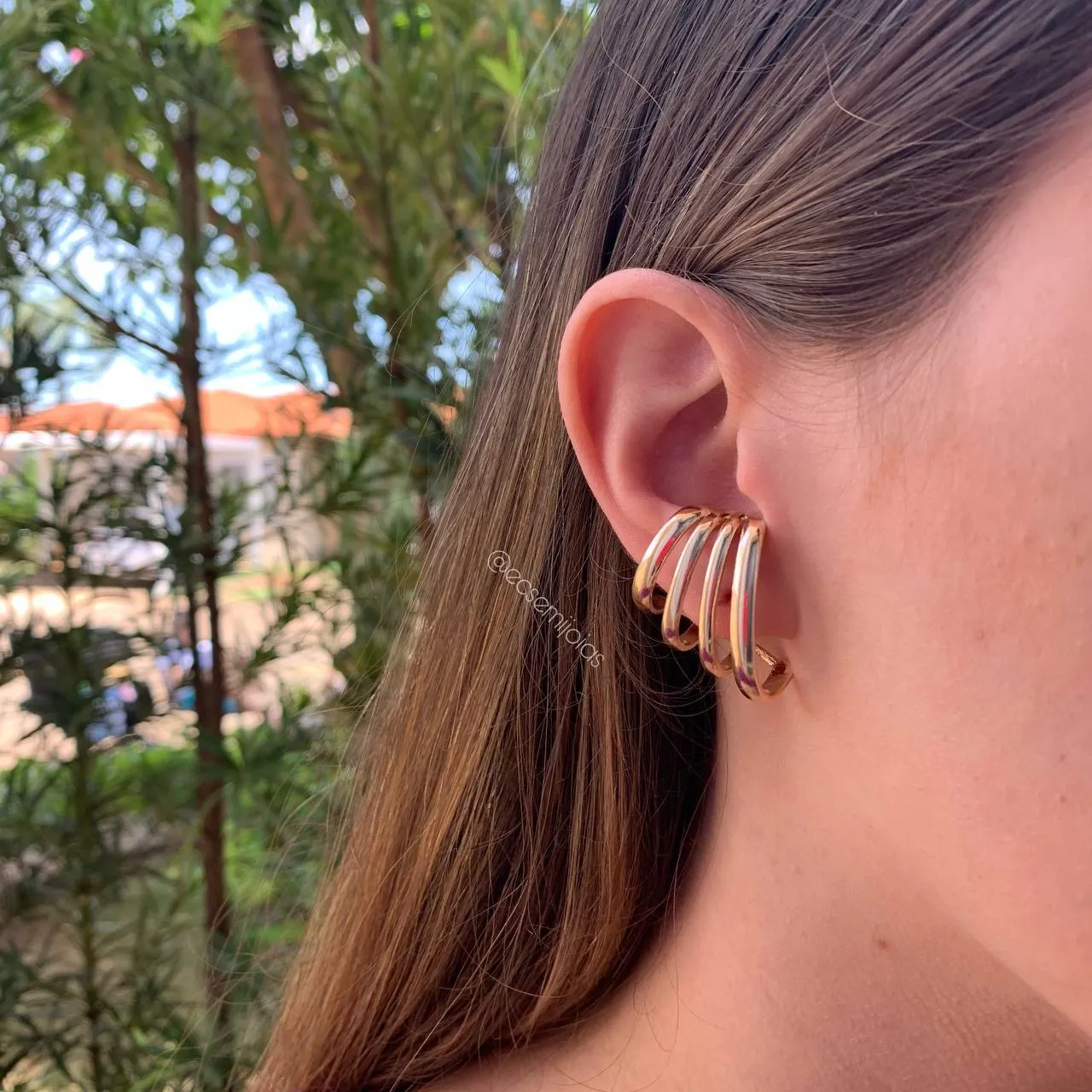 Brinco de 4 elos - banhado a ouro 18k