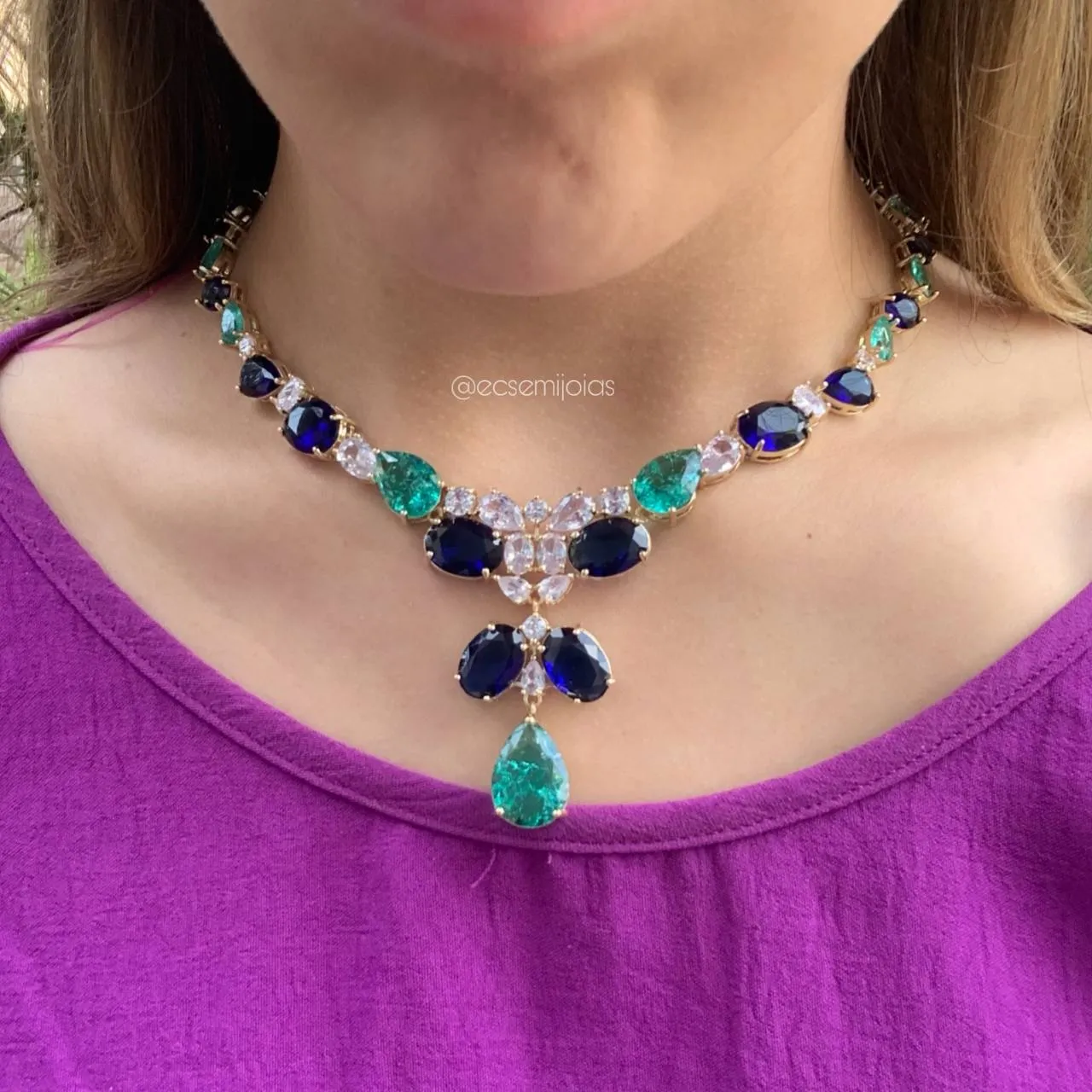 Colar de pedras max colar 38 cm + 5 cm de extensor - banhado a ouro 18k