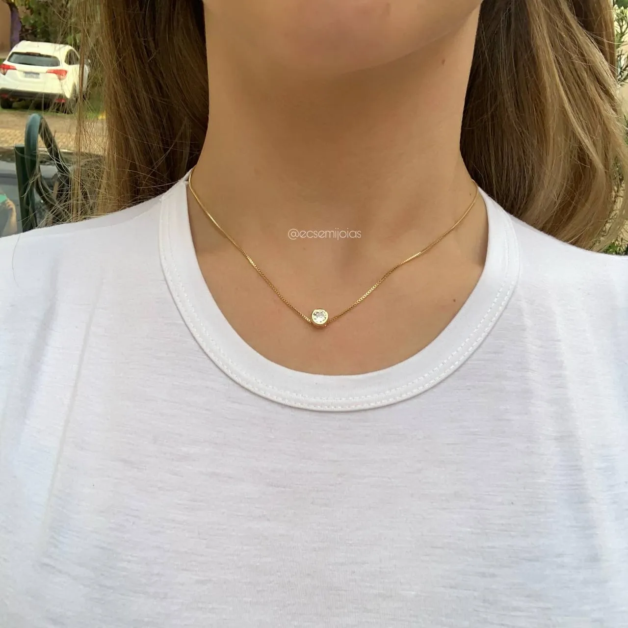 Colar ponto de luz - 40 cm + 5 cm de extensor - banhado a ouro 18k