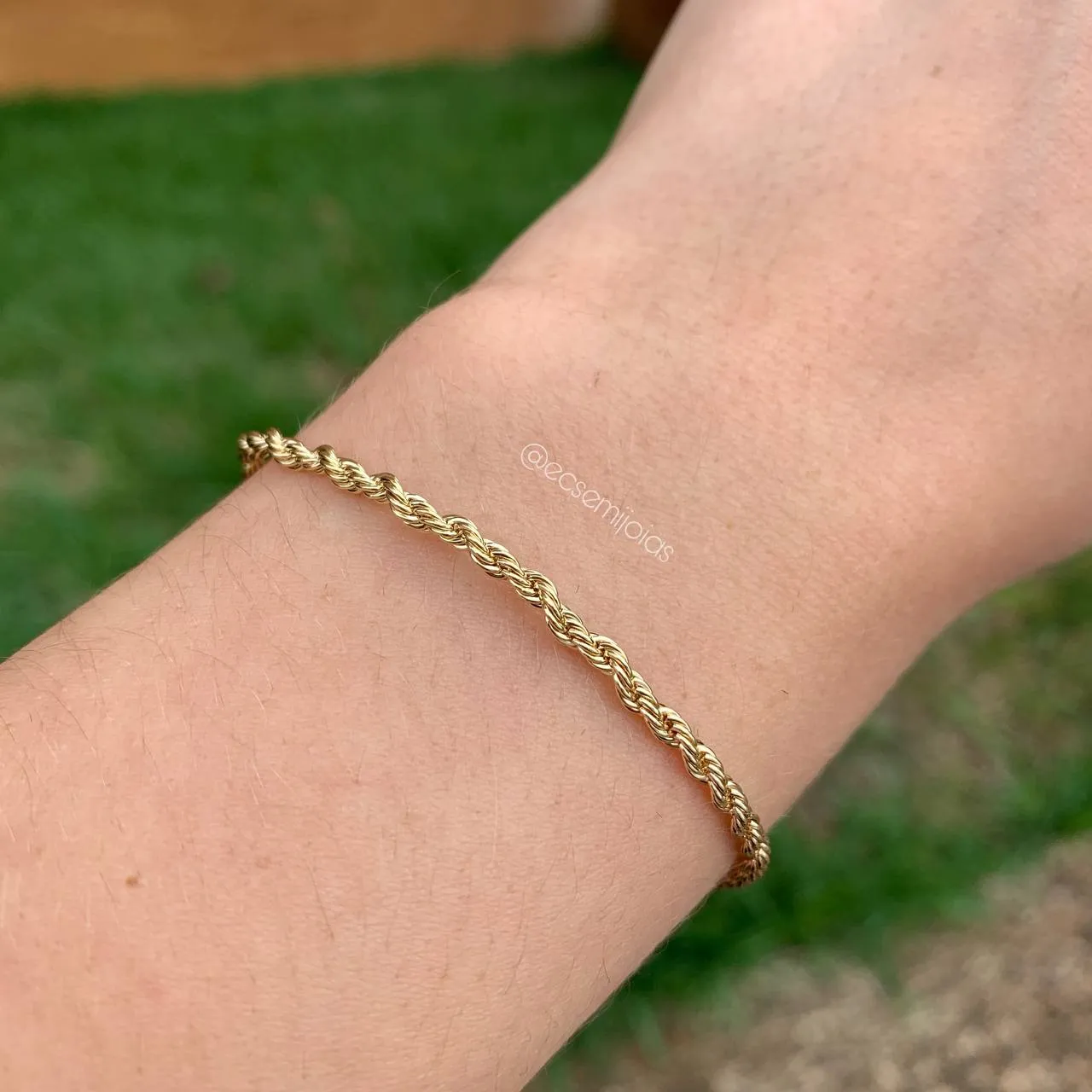 Pulseira cordão baiano 2,5 mm - 18 cm - banhado a ouro 18k