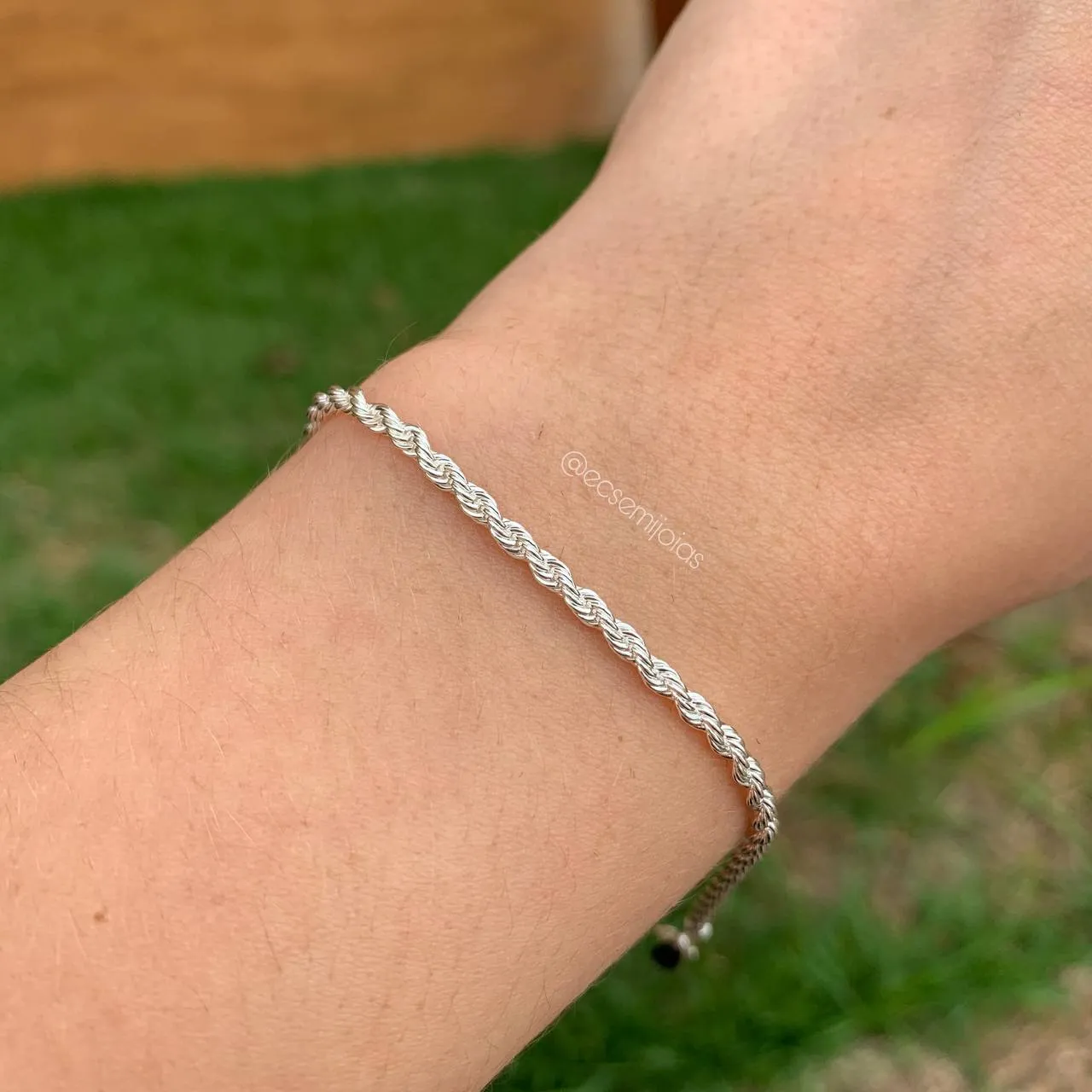 Pulseira cordão baiano 2,5 mm - 18 cm - banhado a prata 925
