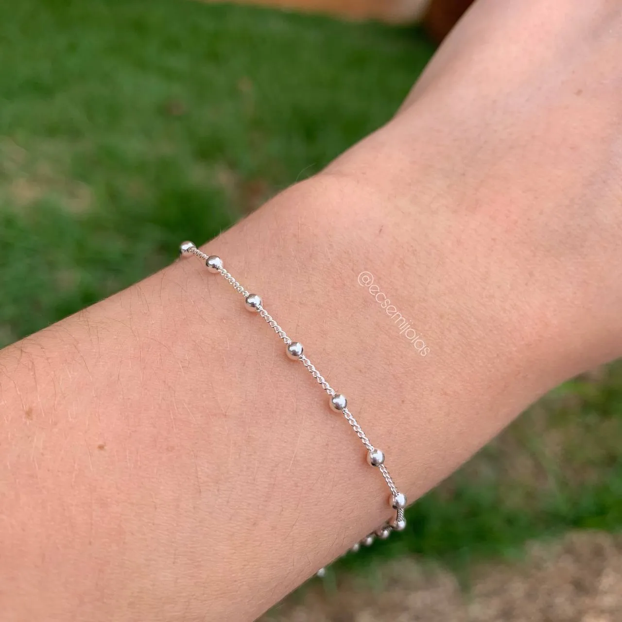 Pulseira de bolinha 2,5 mm - 17 cm + 5 cm de extensor - banhado a prata 925