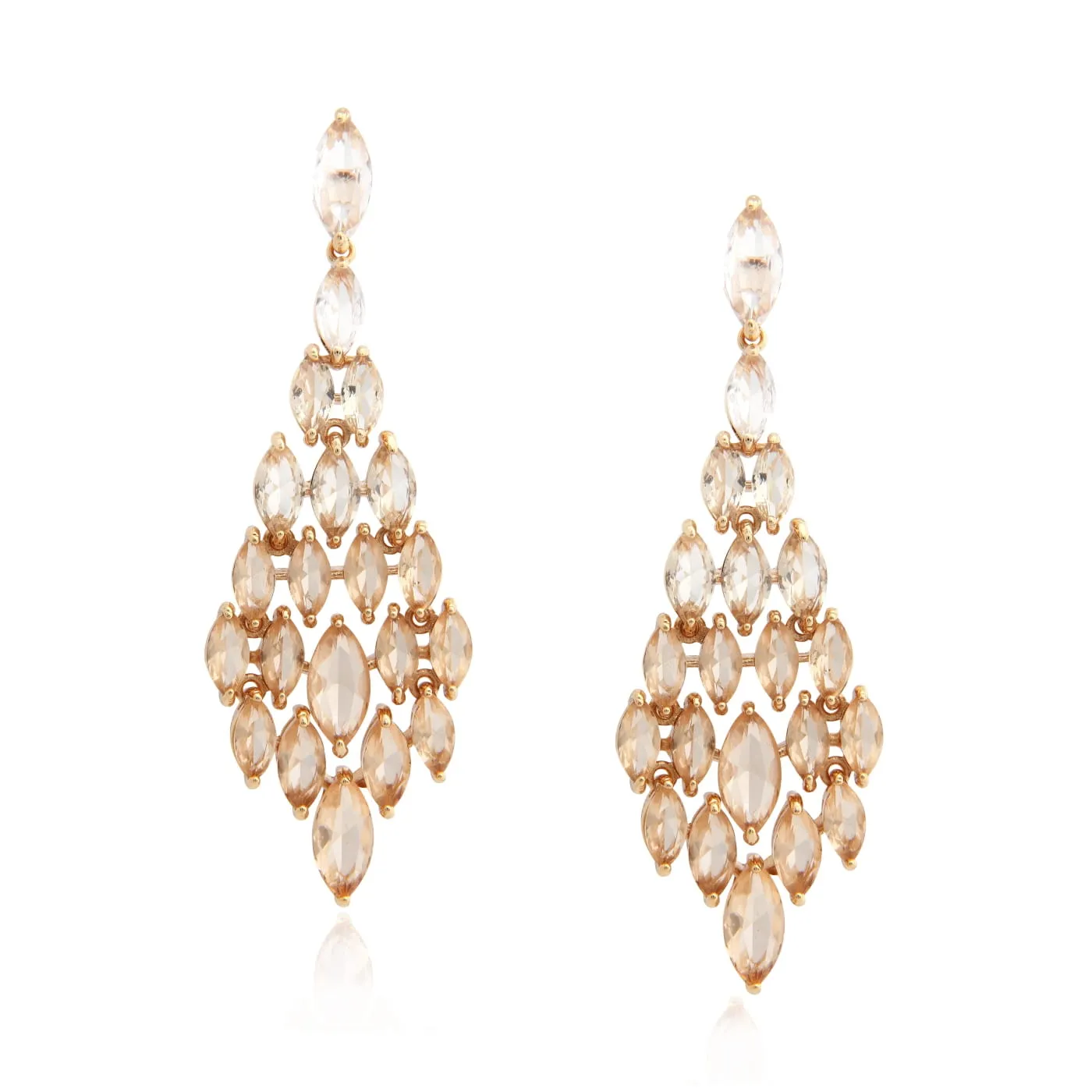 Conjunto brinco e anel pedras navete  - banhado a ouro 18k