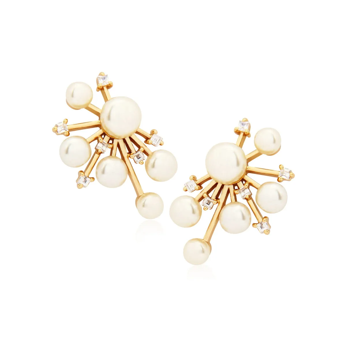 Conjunto brinco e anel de pérola - banhado a ouro 18k