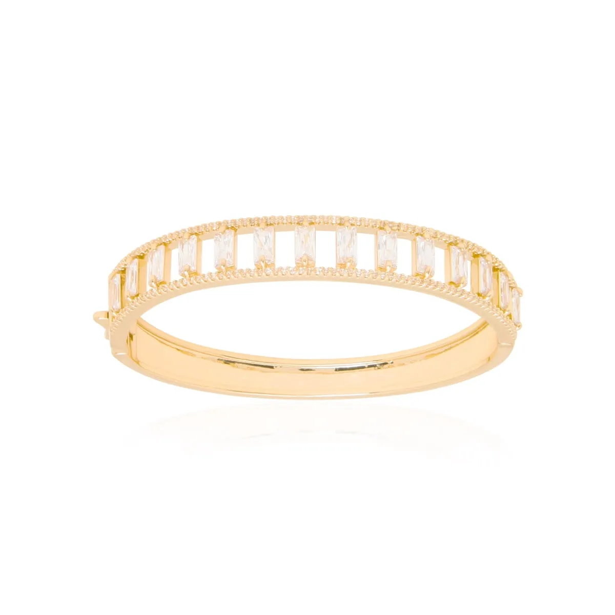 Bracelete pedra baguete - banhado a ouro 18k