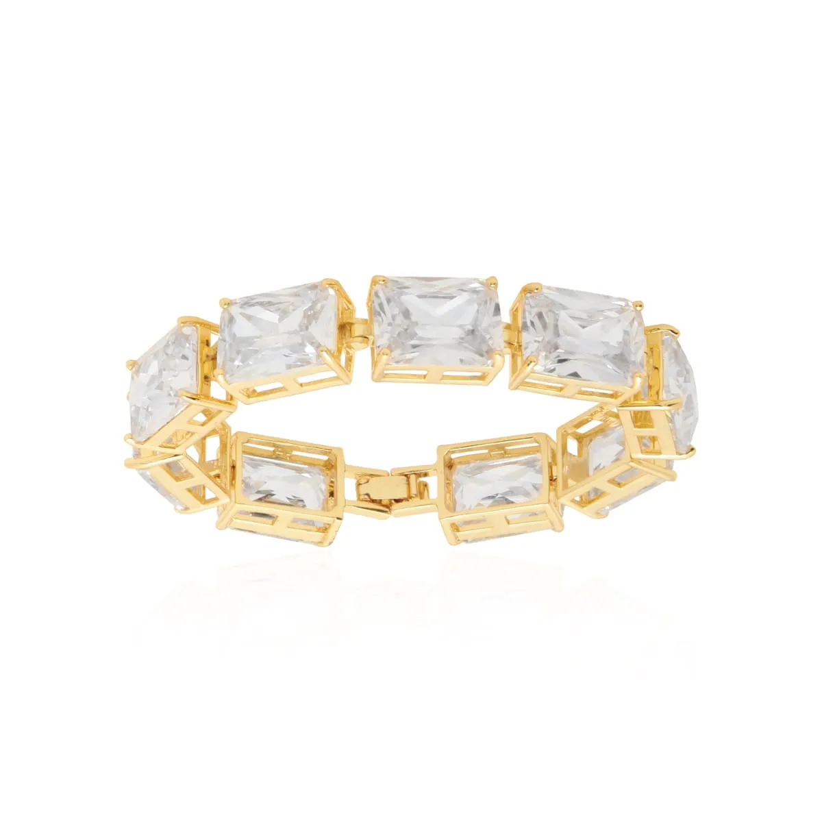 Pulseira com pedra baguete - 19 cm - banhado a ouro 18k