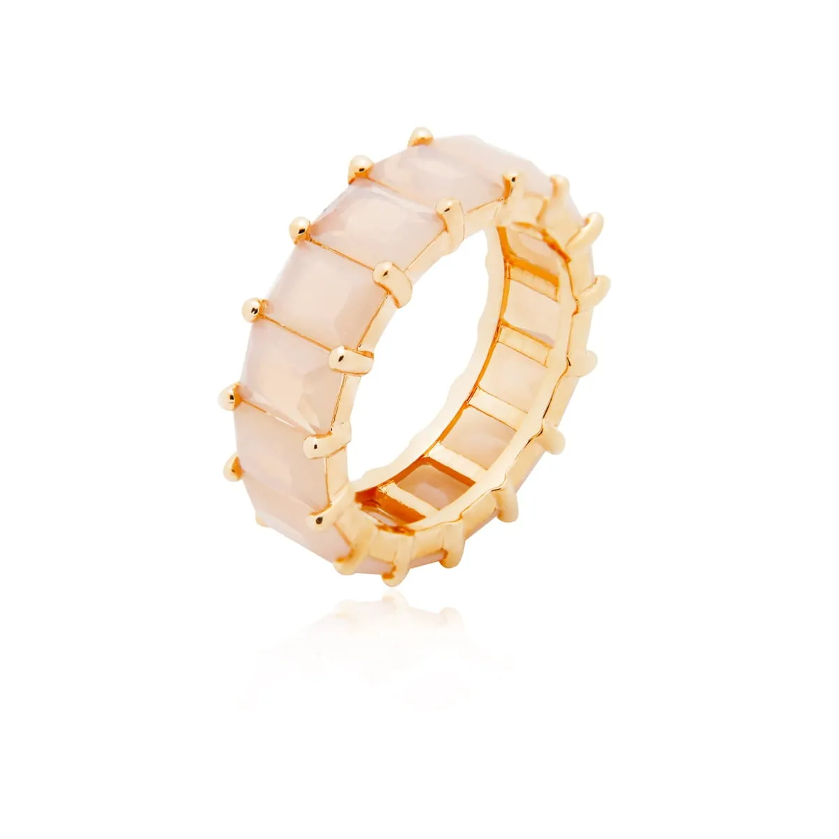Anel pedras baguete - banhado a ouro 18k