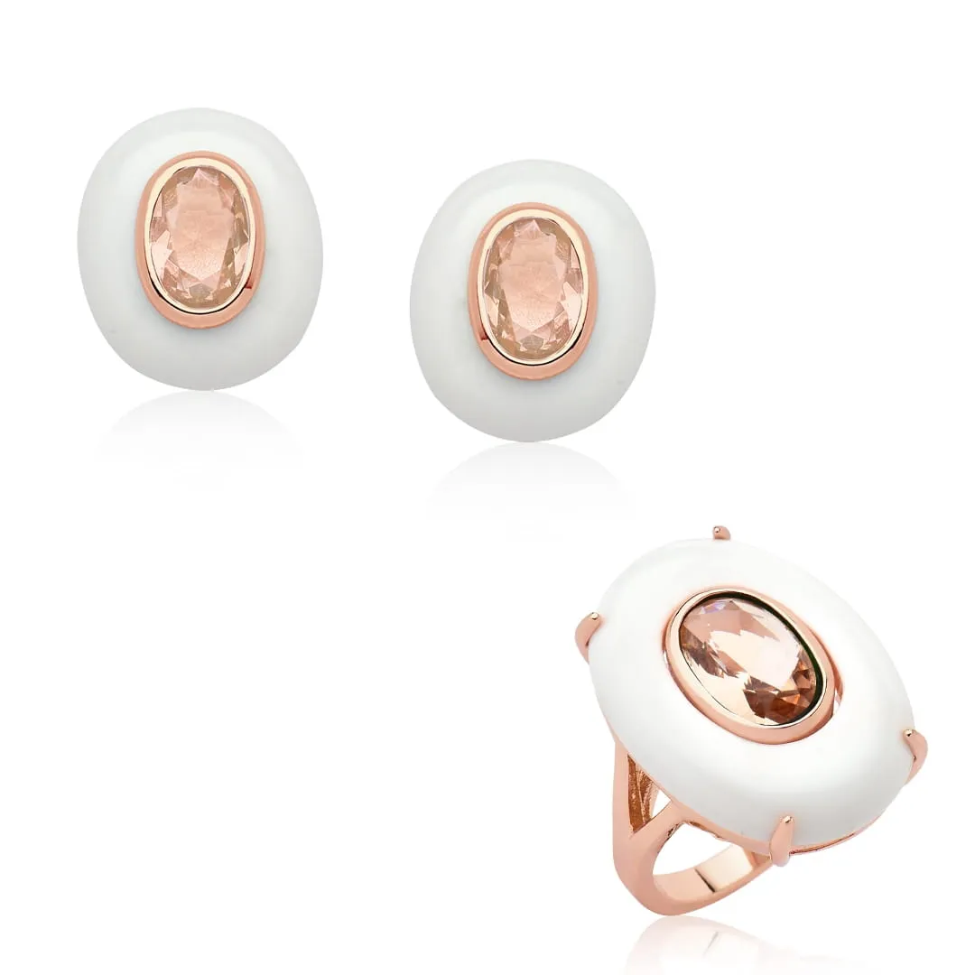 Conjunto brinco e anel redondo - banhado a ouro 18k