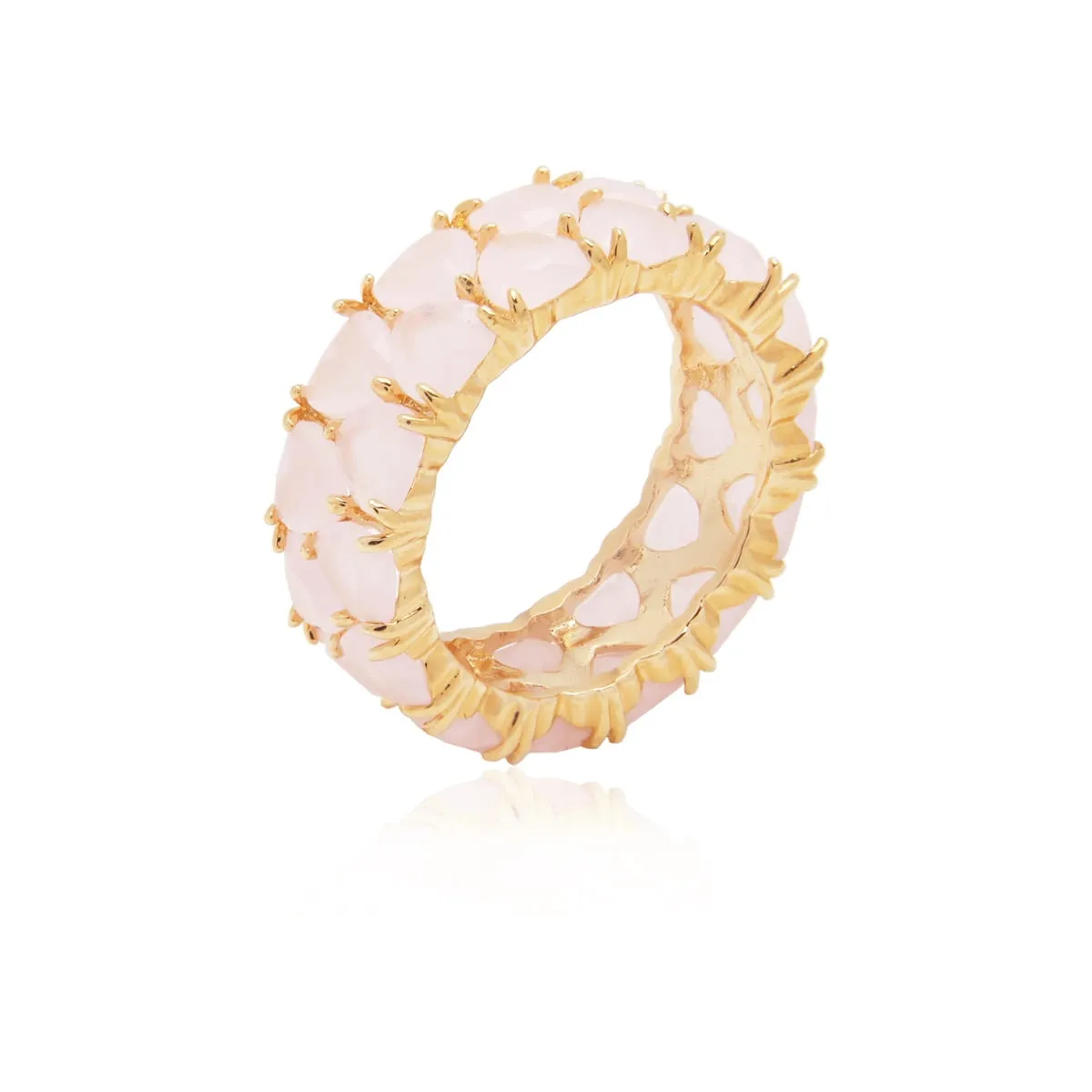 Anel de pedra em formato de coração -banhado a ouro 18k