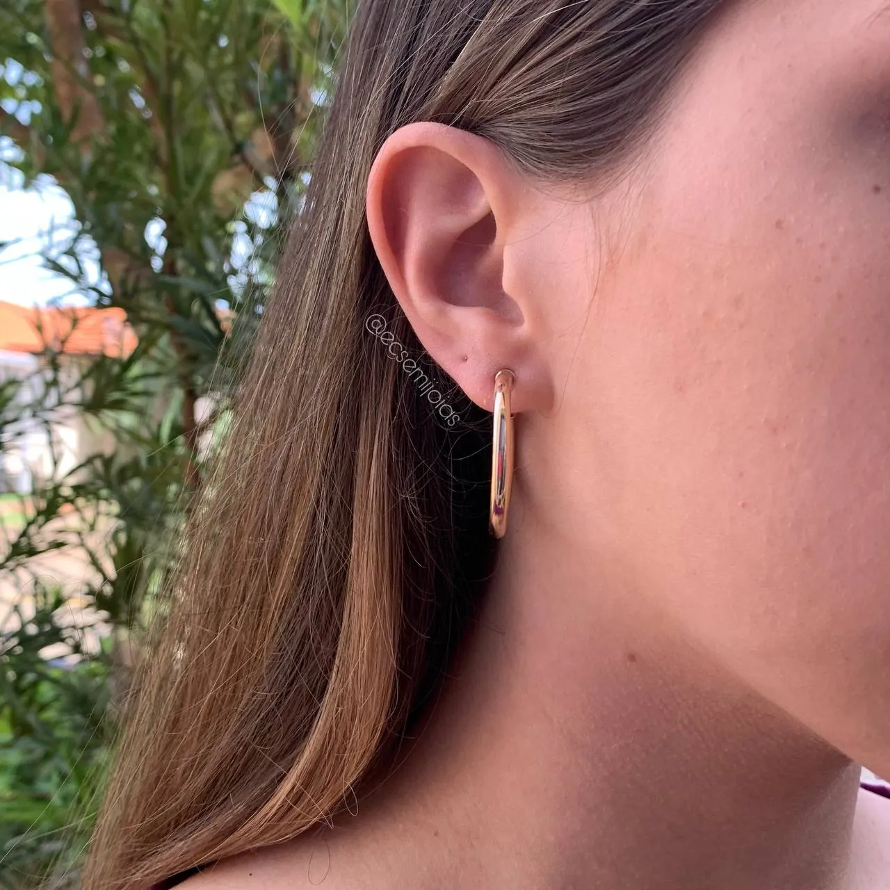 Brinco argola lisa 3 cm - 3 mm de espessura - banhado a ouro 18 k
