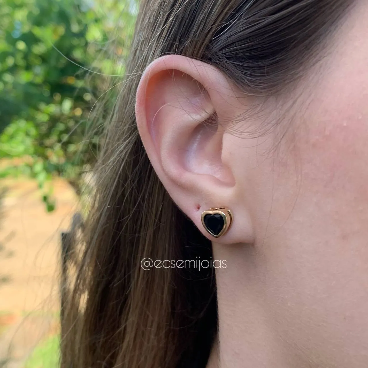 Brinco de coração - banhado a ouro 18k