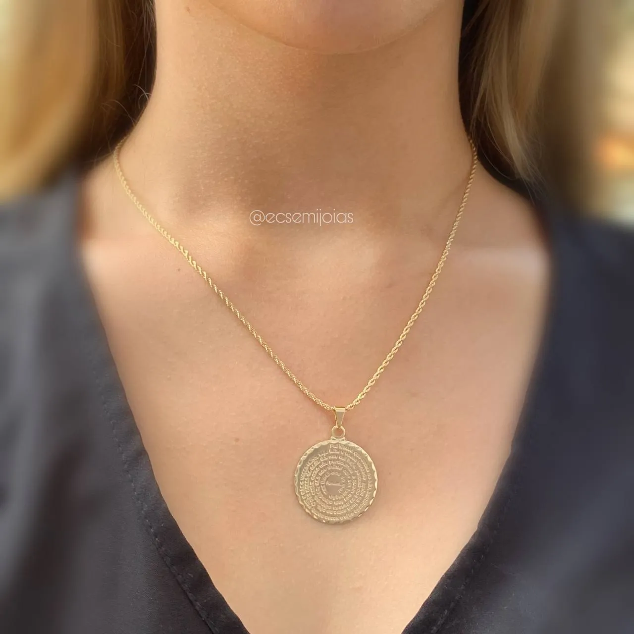 Colar cordão baiano de 1,5 mm - 45 cm - banhado a ouro 18k