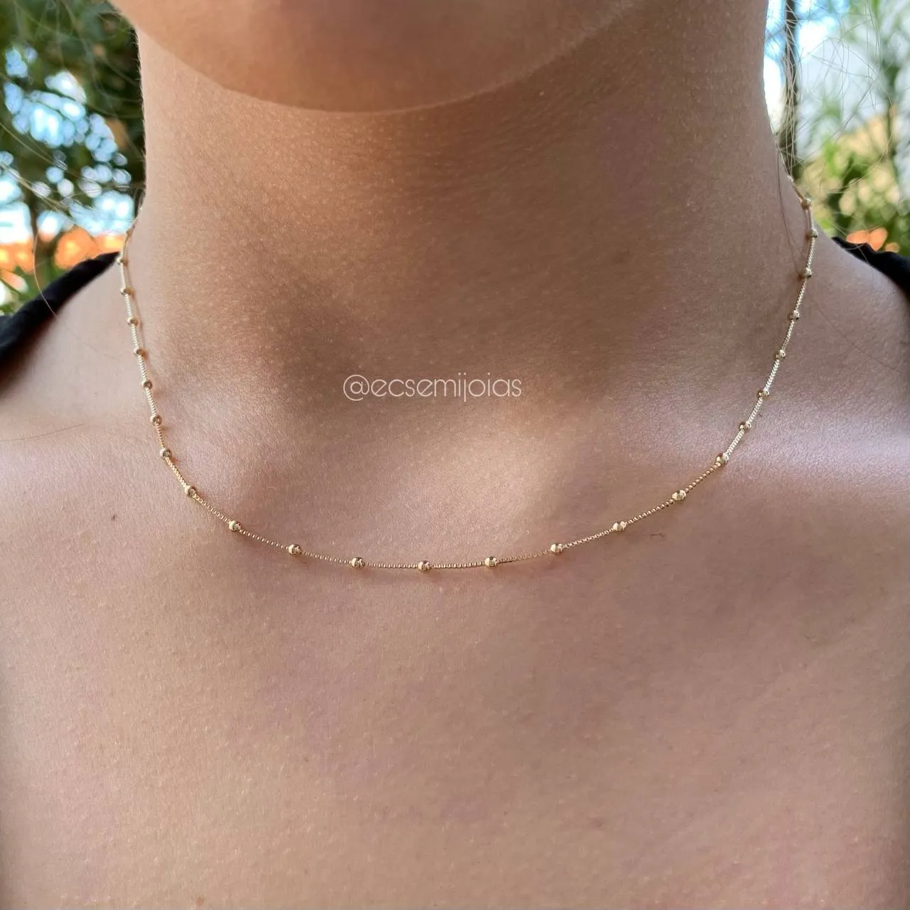 Colar de bolinhas 40 cm - banhado a ouro 18k