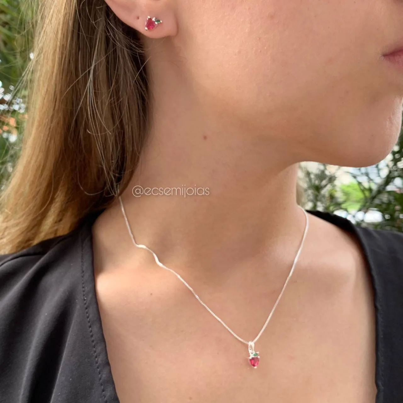 Conjunto de maça - 45 cm - banhado a prata 925