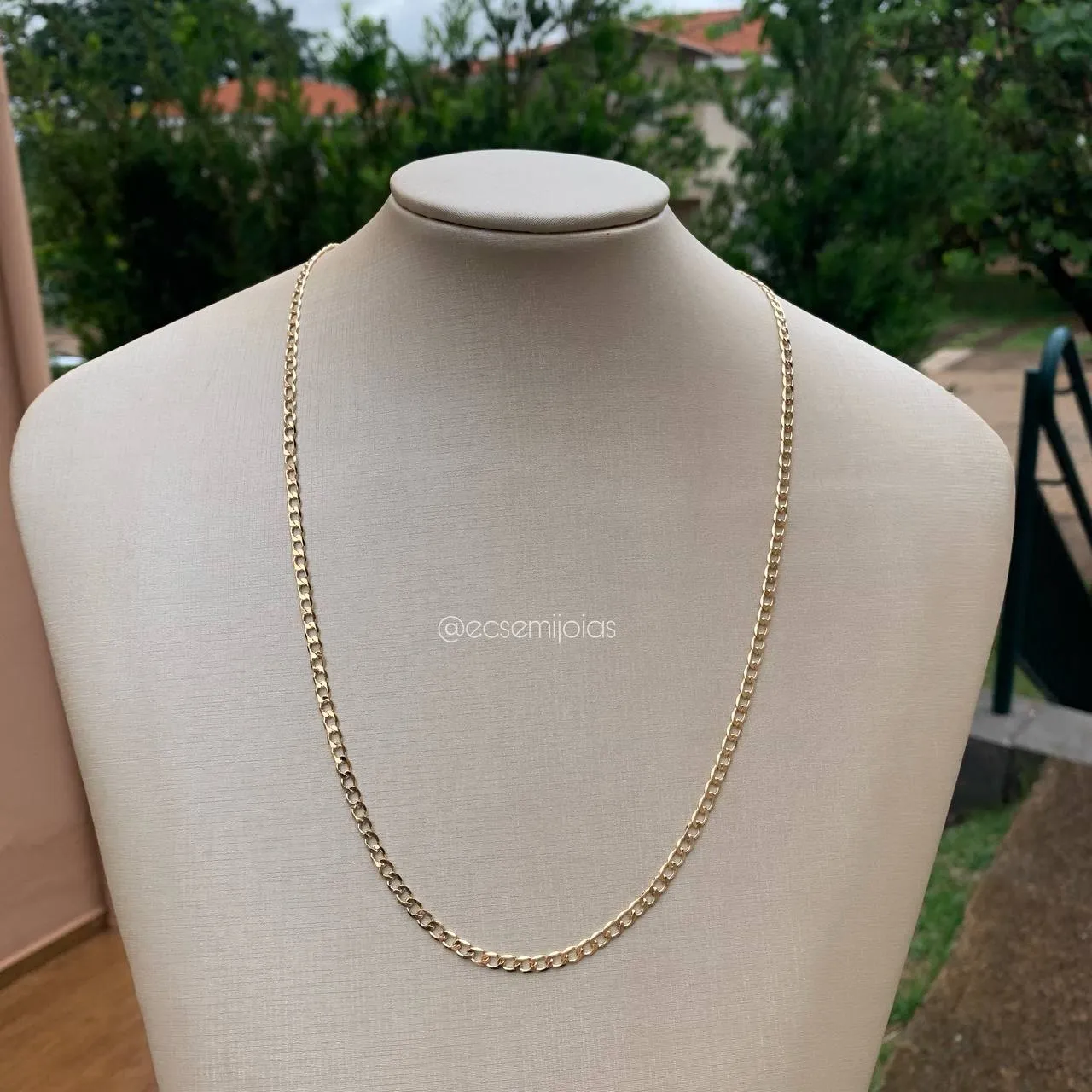 Corrente masculina grumet - 4mm de espessura- 60cm - banho de ouro 18k