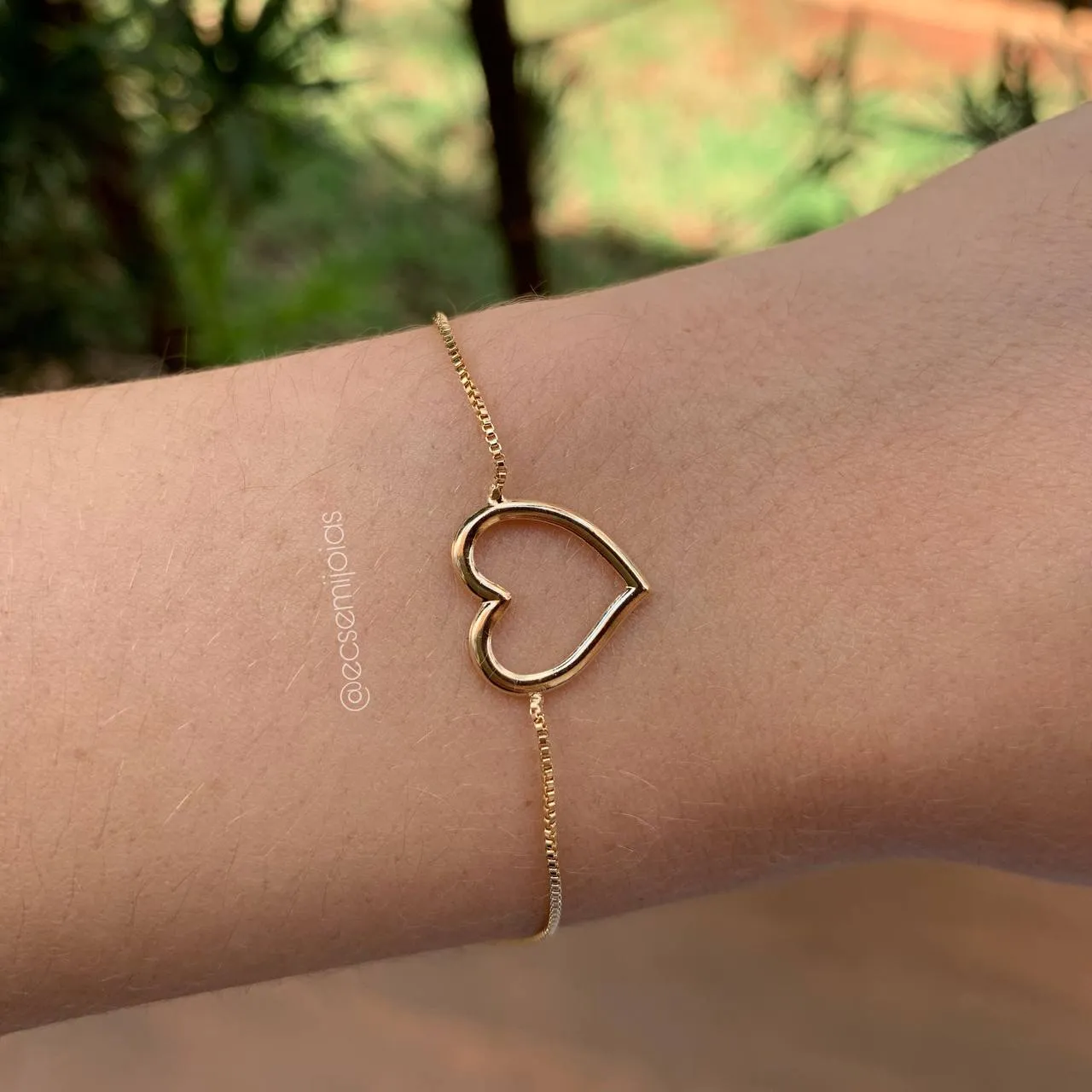 Pulseira de coração liso - banhado a ouro 18k - 16 cm + 4 cm de extensor