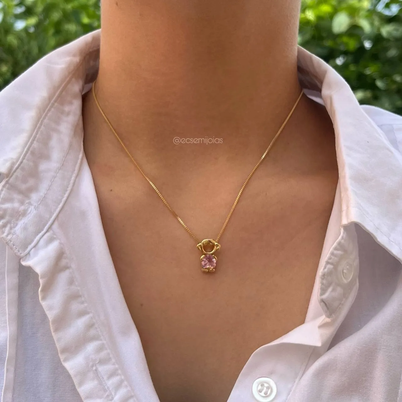 Colar de menina com zircônia - 45 cm - banhado a ouro 18k
