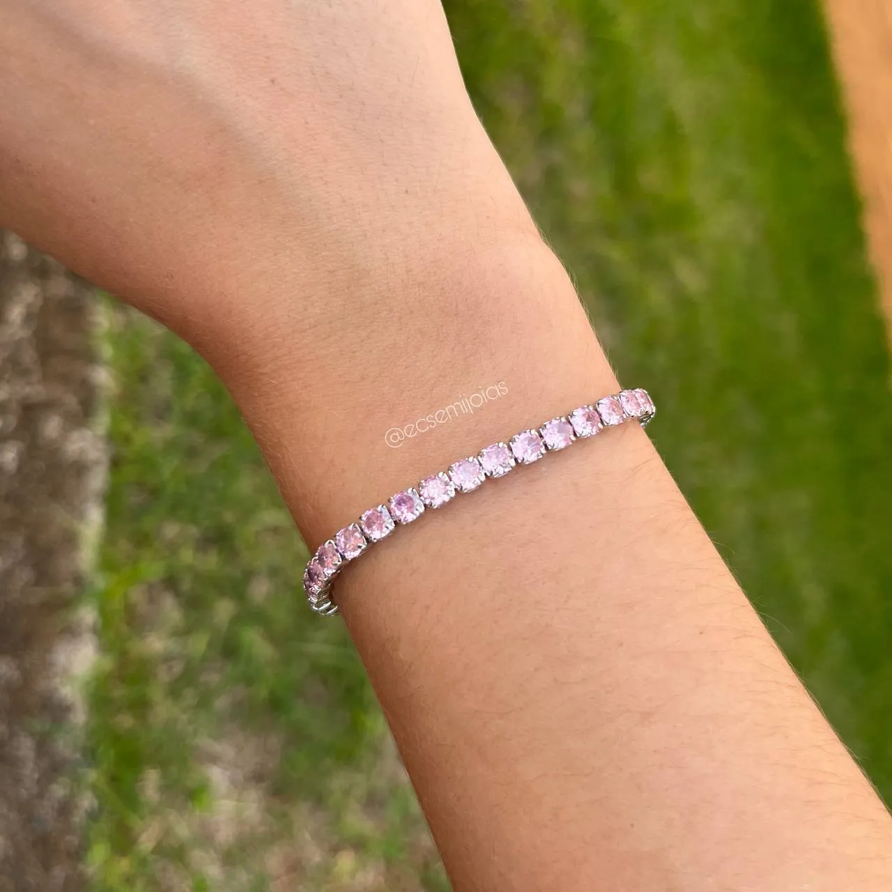 Pulseira de riviera - 19 cm - banhado a ródio branco