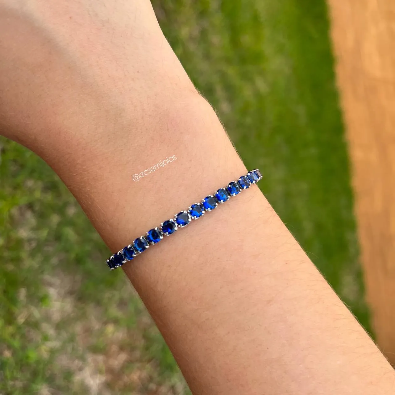 Pulseira de riviera - 19 cm - banhado a ródio branco