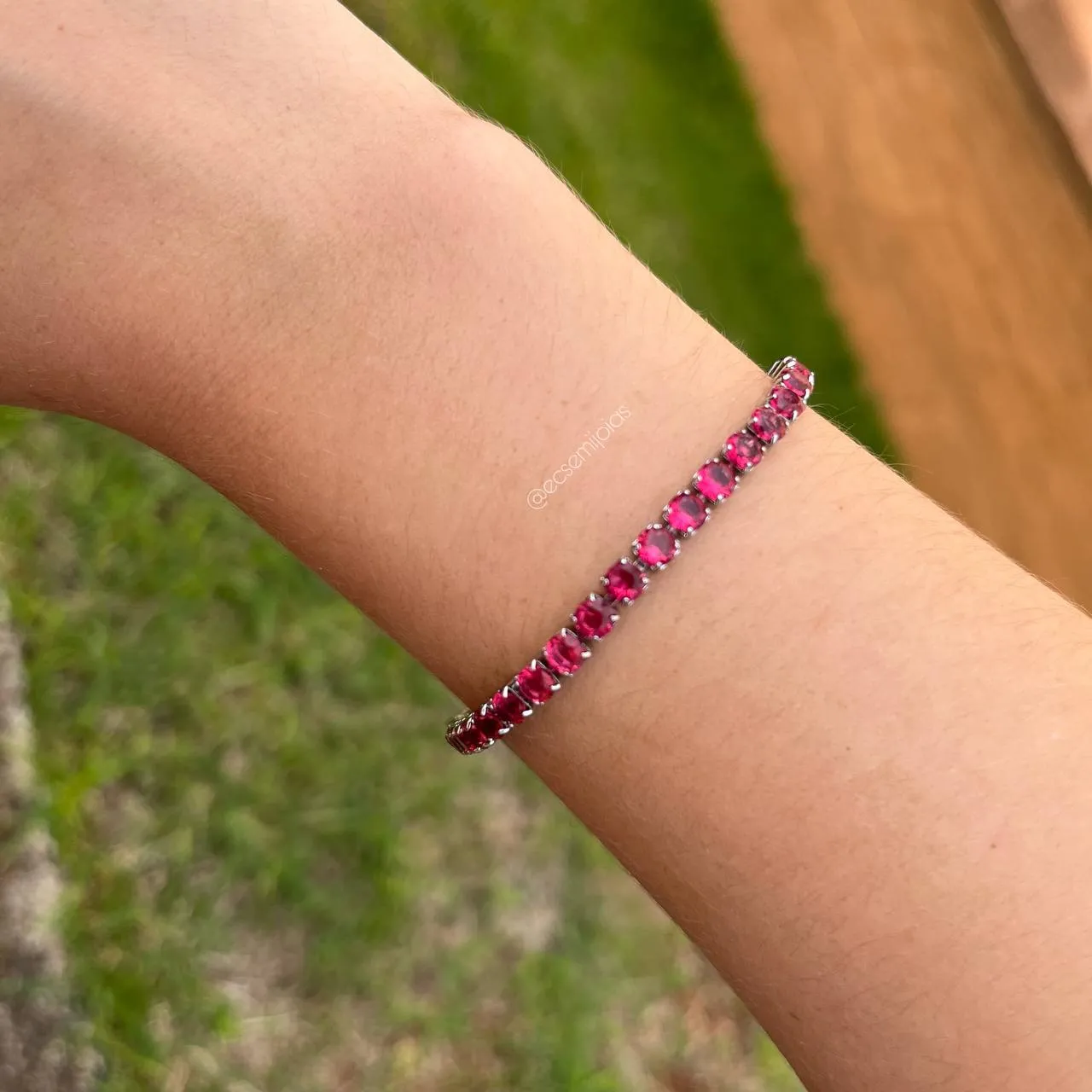 Pulseira de riviera - 19 cm - banhado a ródio branco