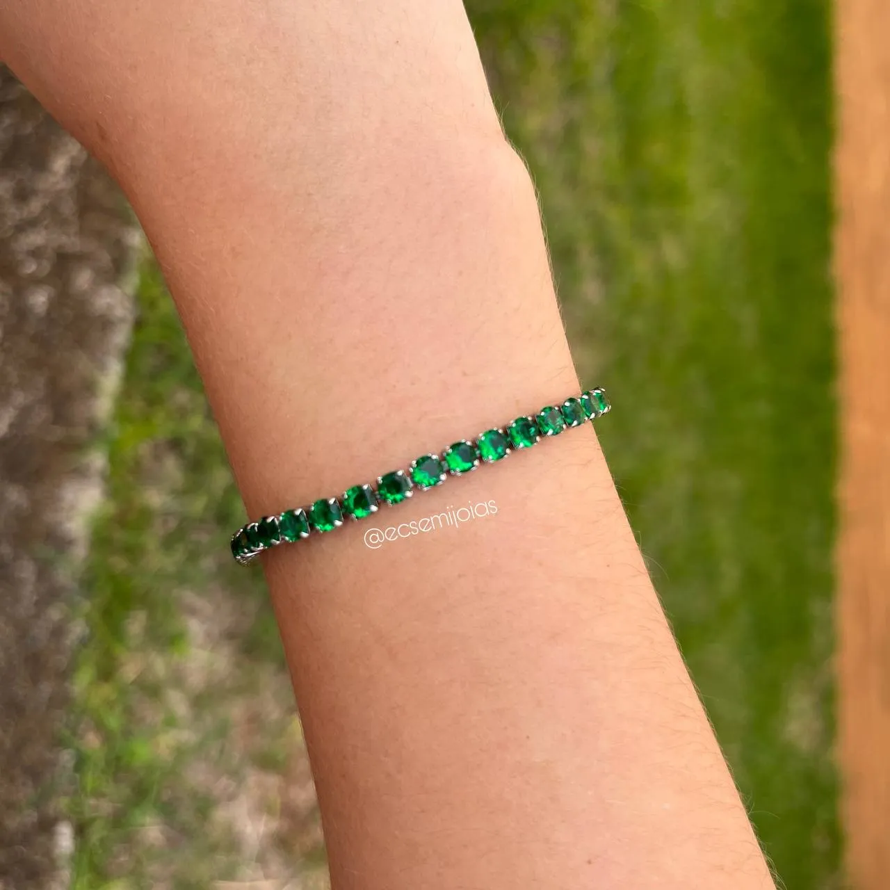 Pulseira de riviera - 19 cm - banhado a ródio branco