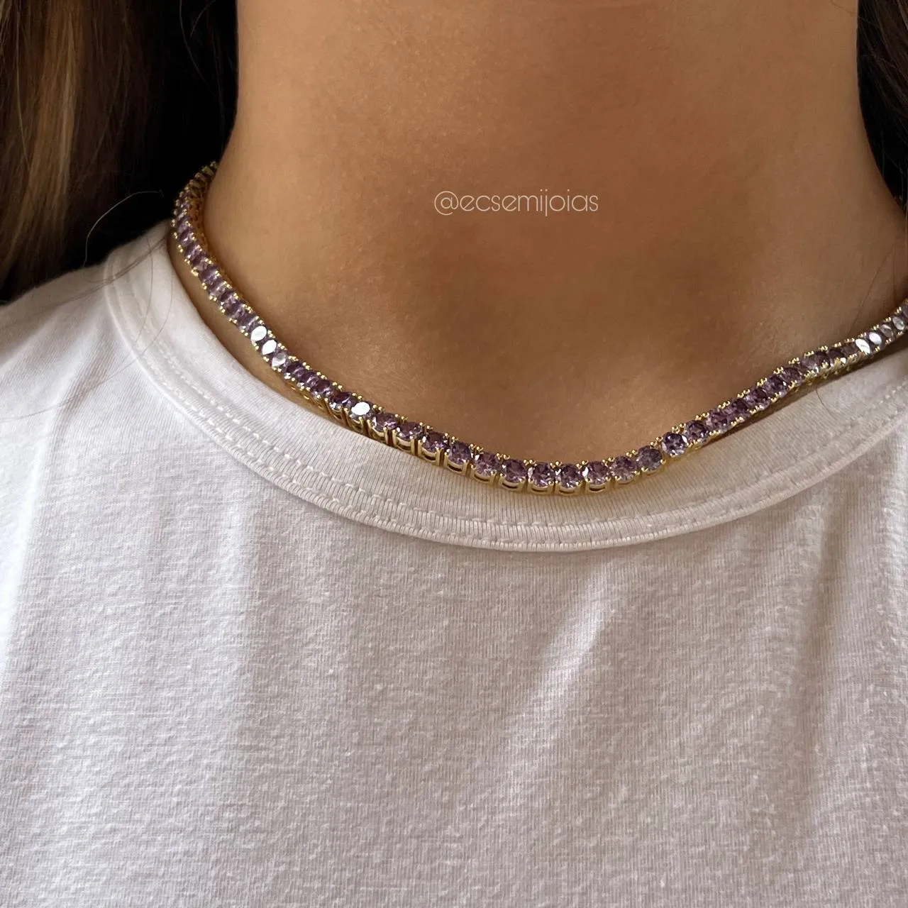 Colar riviera - 42 cm - banhado a ouro 18k