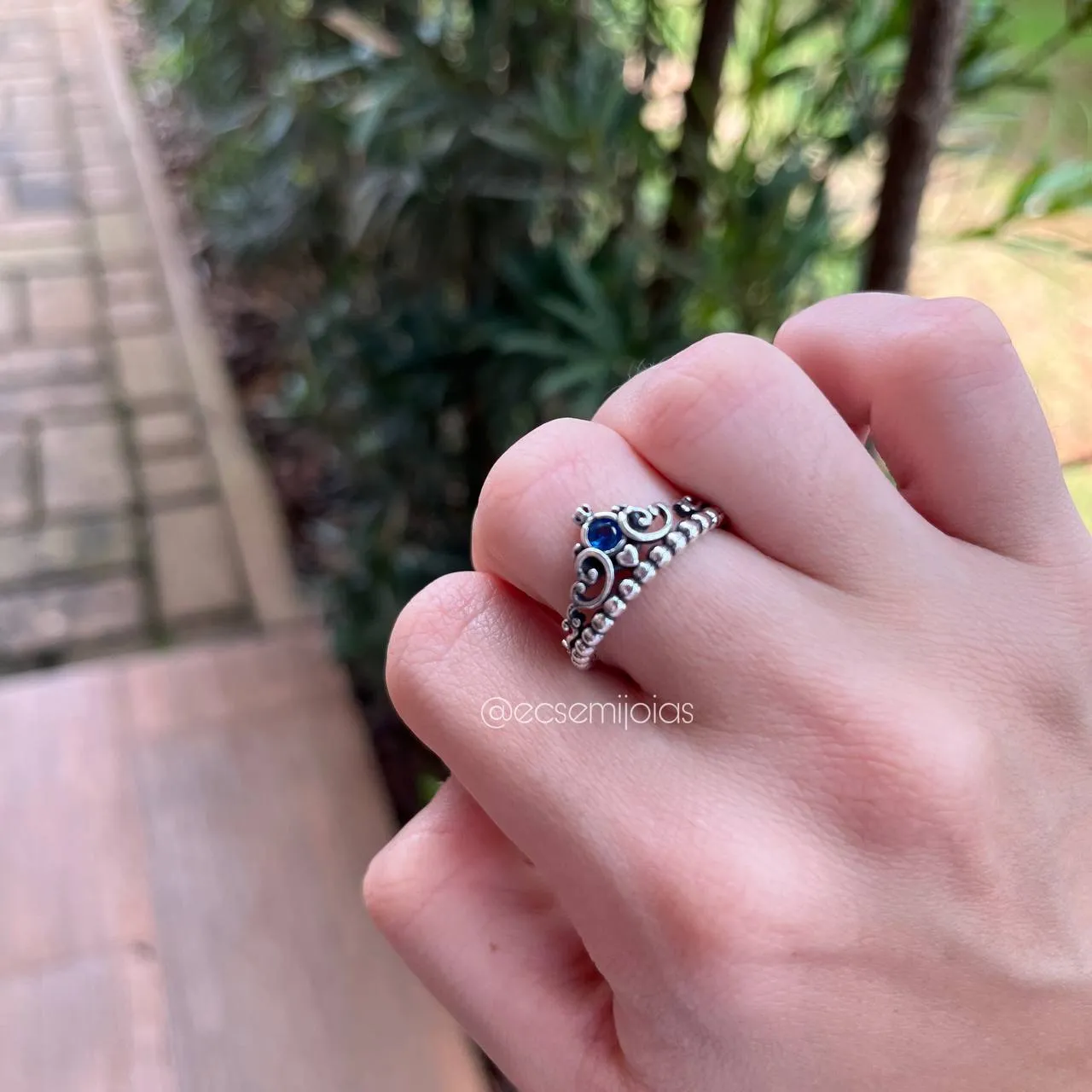 Conjunto brinco e anel princesa - banhado a ródio branco