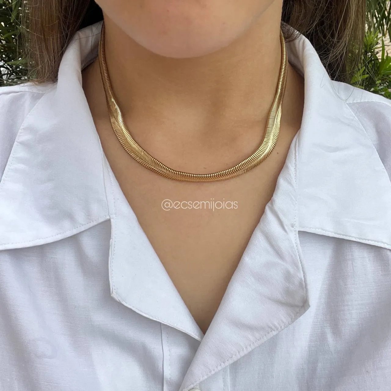 Colar choker  malha grossa - 45cm