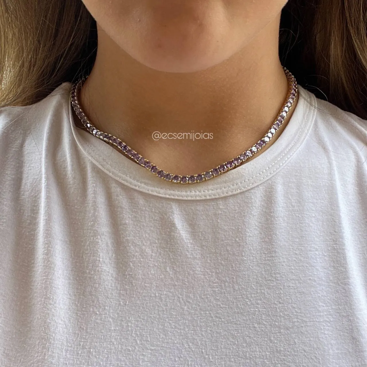 Colar riviera - 42 cm - banhado a ouro 18k