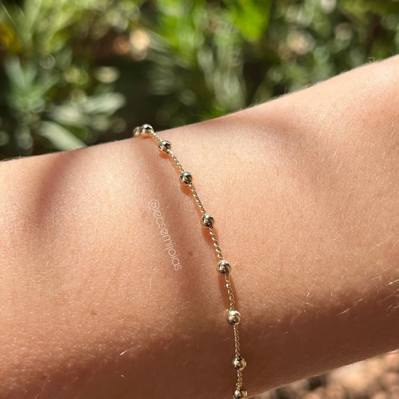 Pulseira de bolinhas - 18 cm + 5 cm de extensor - banhado a ouro 18k