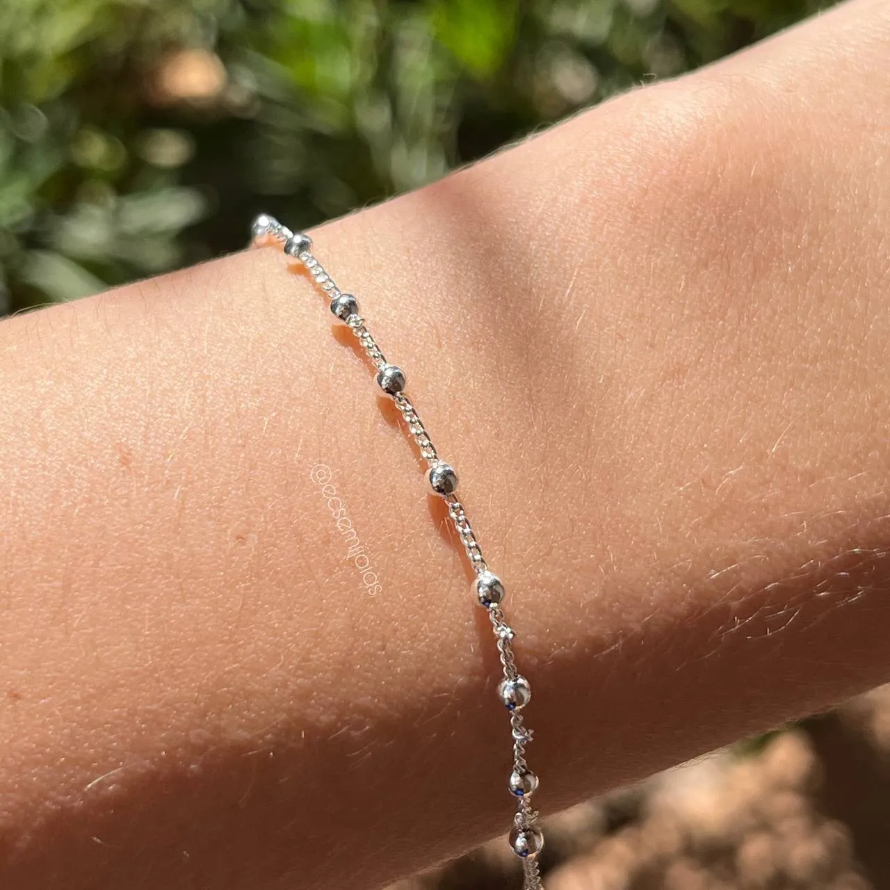 Pulseira de bolinhas - 18 cm + 5 cm de extensor - banhado a prata 925