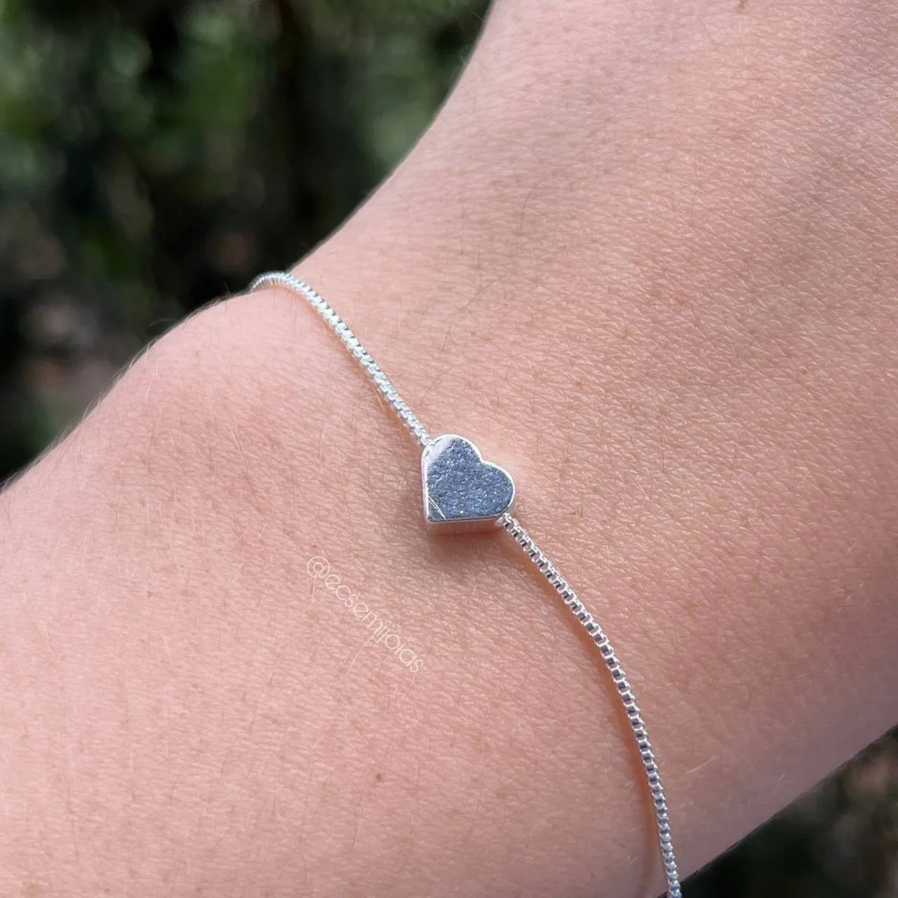 Pulseira de coração - 18 cm +  5 cm de extensor -  banhado a prata 925