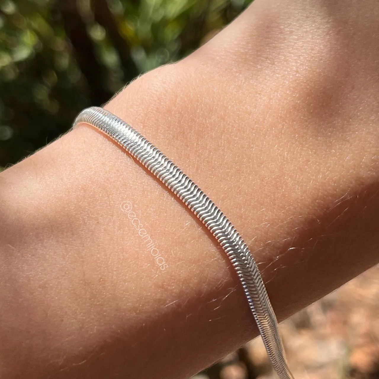 Pulseira lacraia fina mole - 20 cm - banhado a prata 925