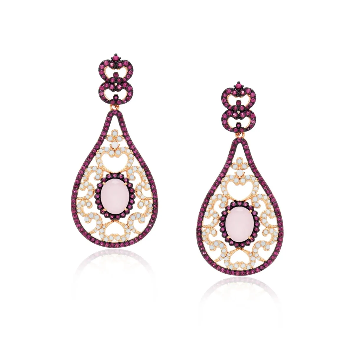 Brinco gota cravejada - banhado a ouro 18k