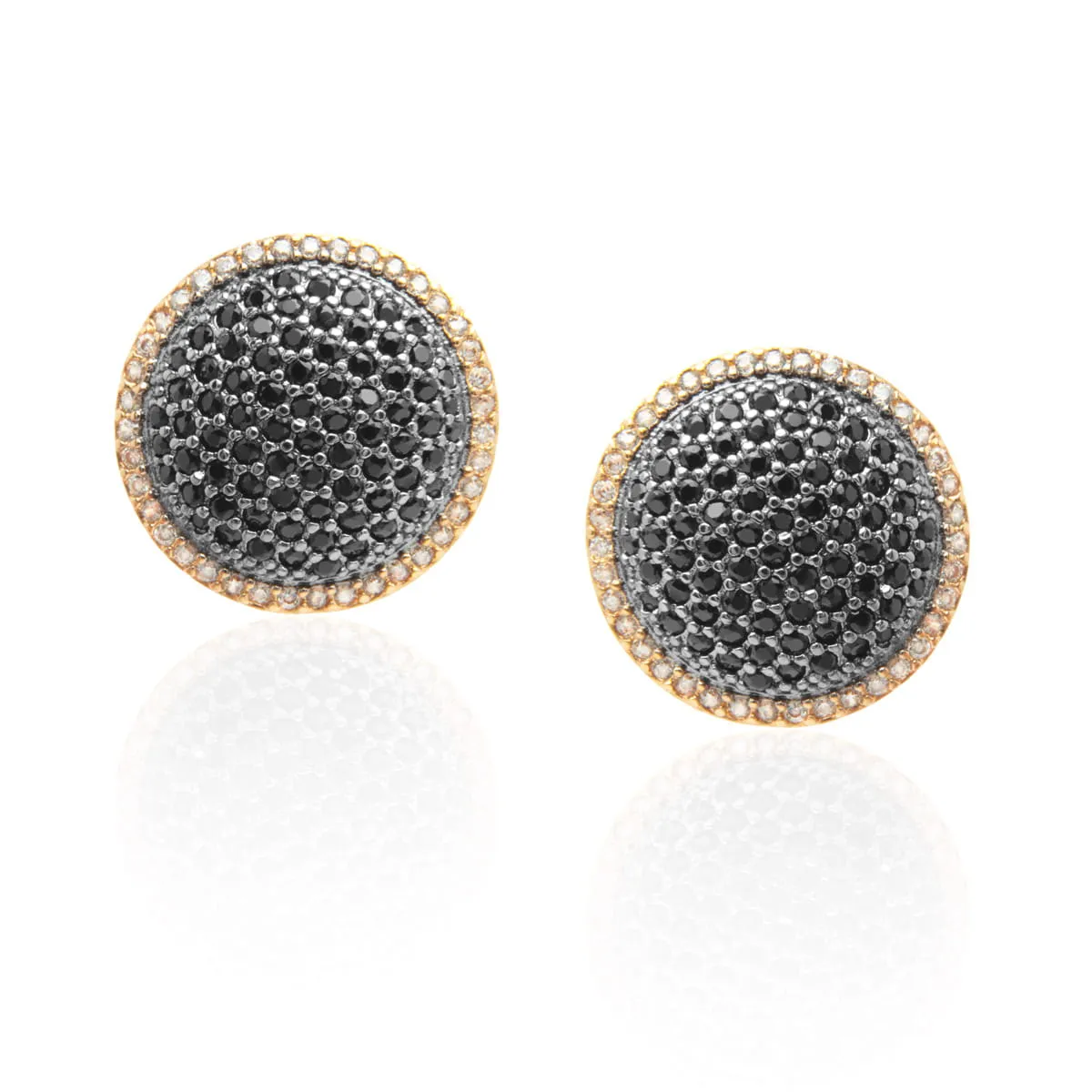Brinco redondo cravejado - banhado a ouro 18k