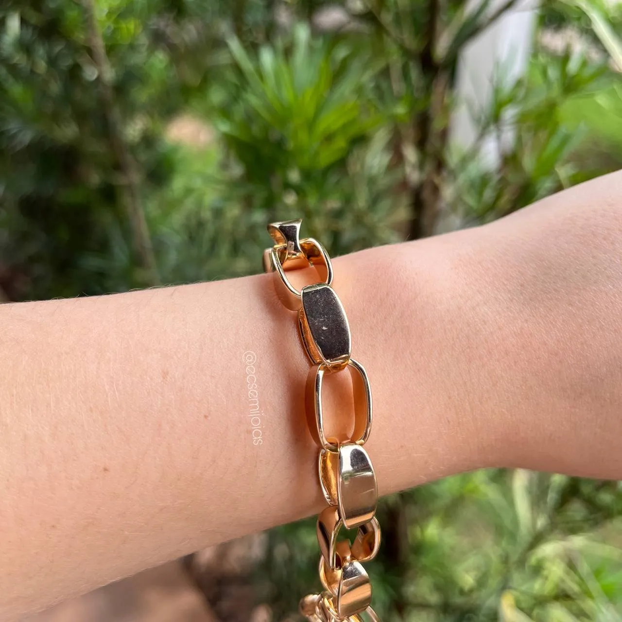 Pulseira elos lisos - 20 cm - banhado a ouro 18k