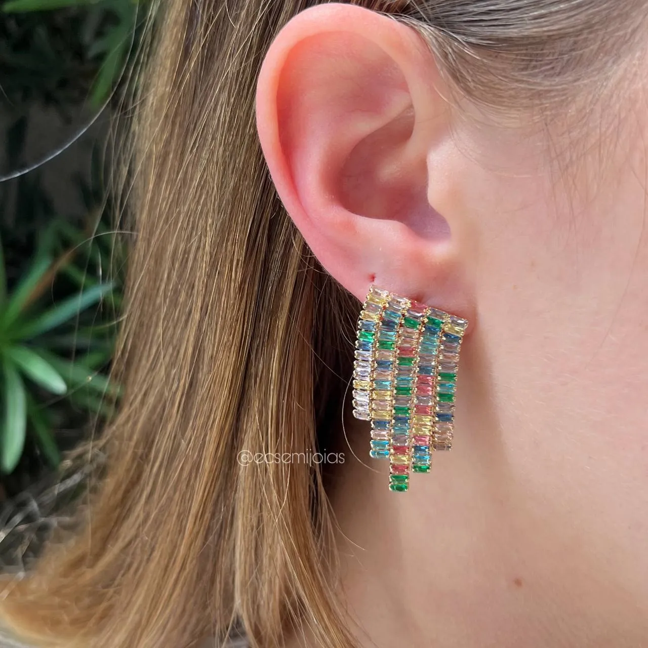 Brinco de riviera - banhado a ouro 18k