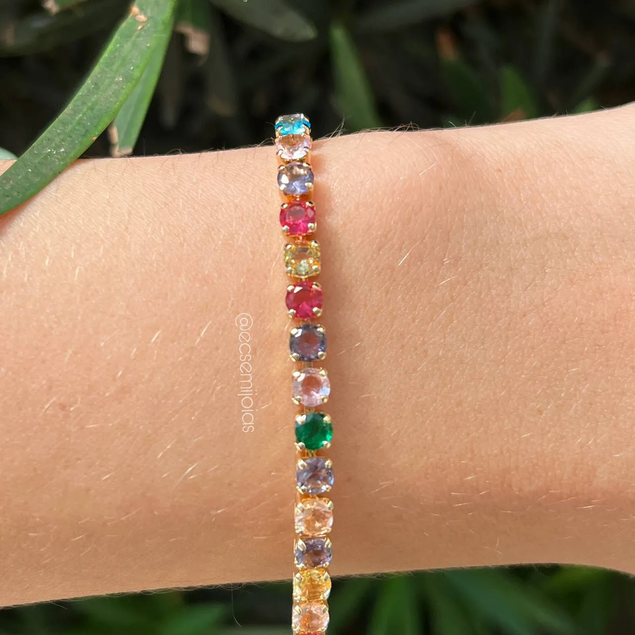 Pulseira de riviera - 19 cm - banhado a ouro 18k