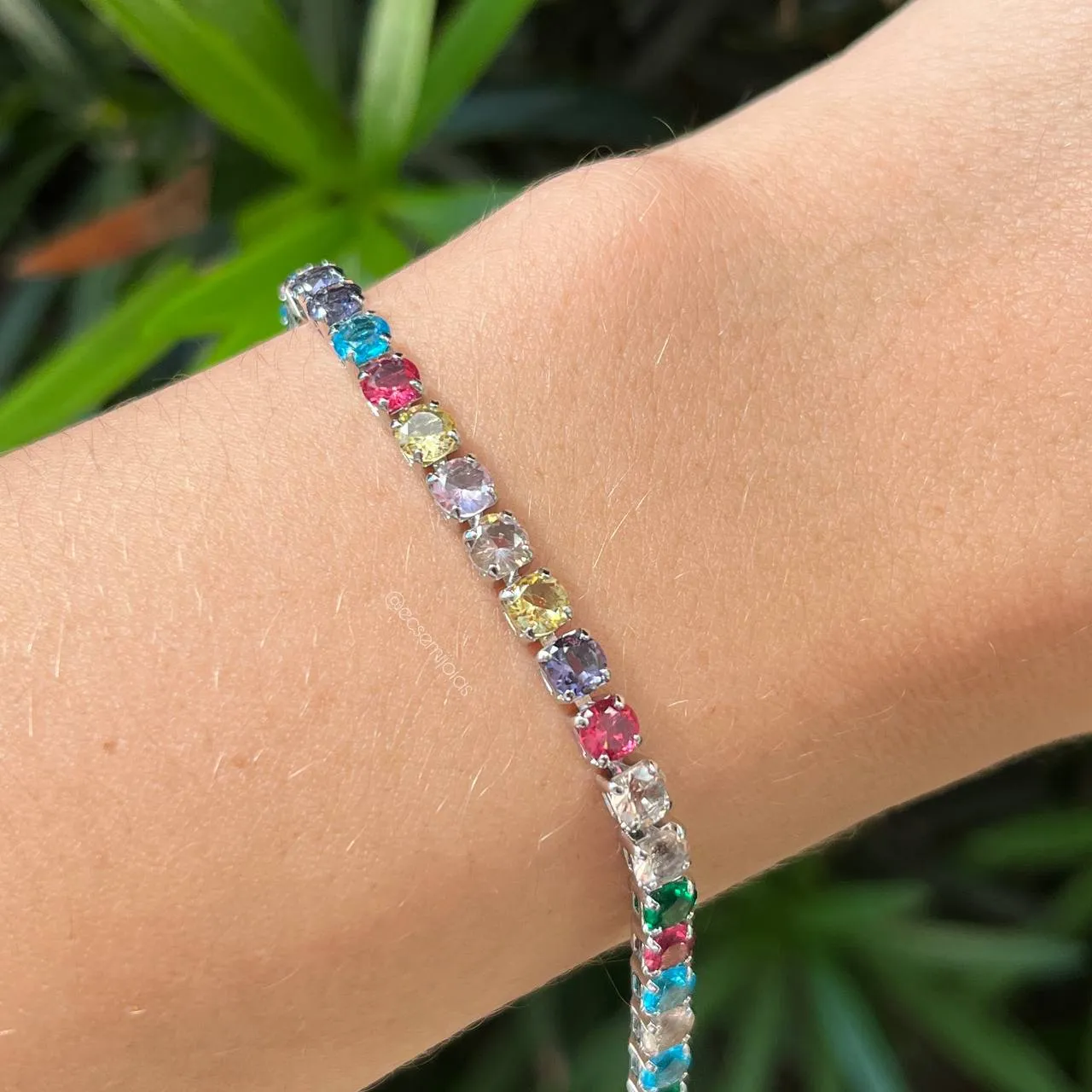 Pulseira de riviera - 19 cm - banhado a prata 925