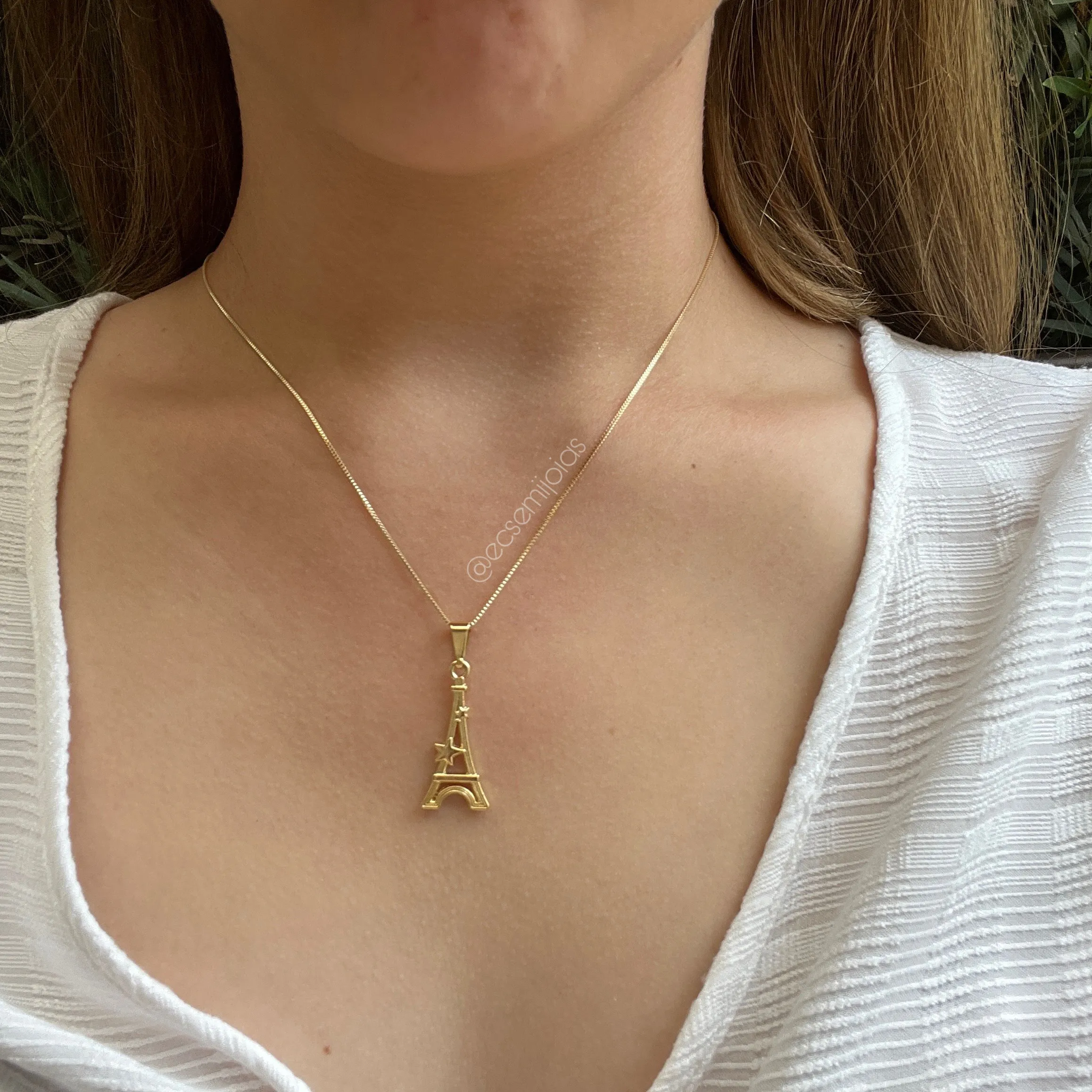 Colar Torre Eiffel  - 45cm - banhado a ouro 18k