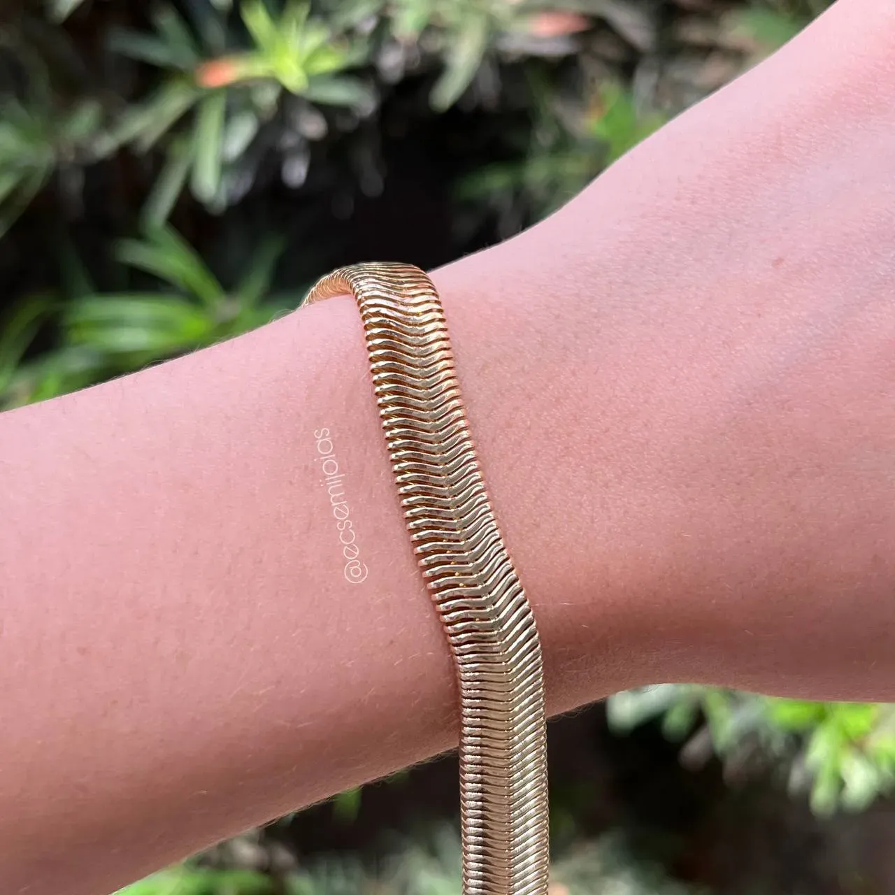 Pulseira lacraia  17 cm + 5 cm de extensor - 10mm - banhado a ouro 18k