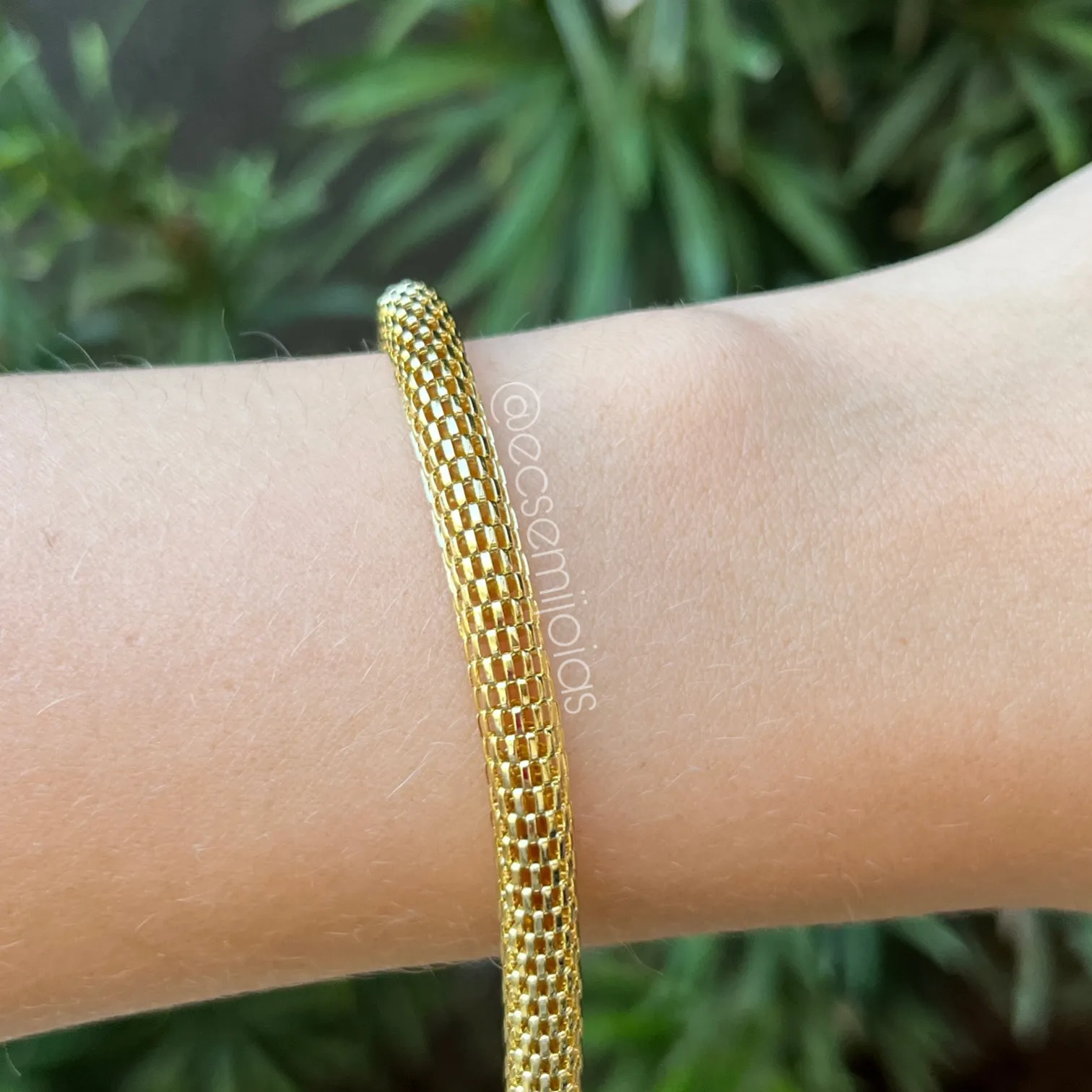 Pulseira tubo vazado 6mm - banhado a ouro 18k