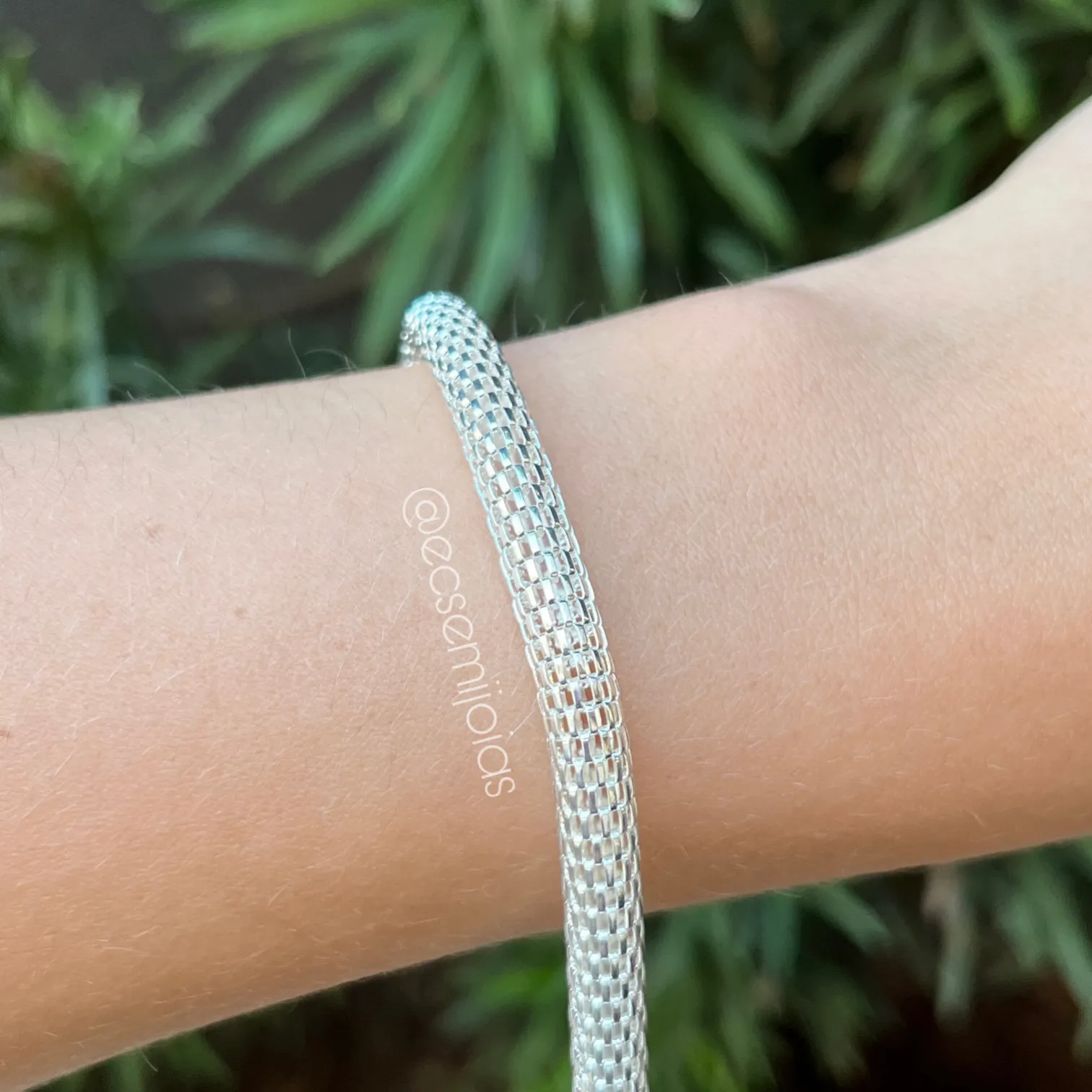 Pulseira tubo vazado 6mm - banhado a prata 925