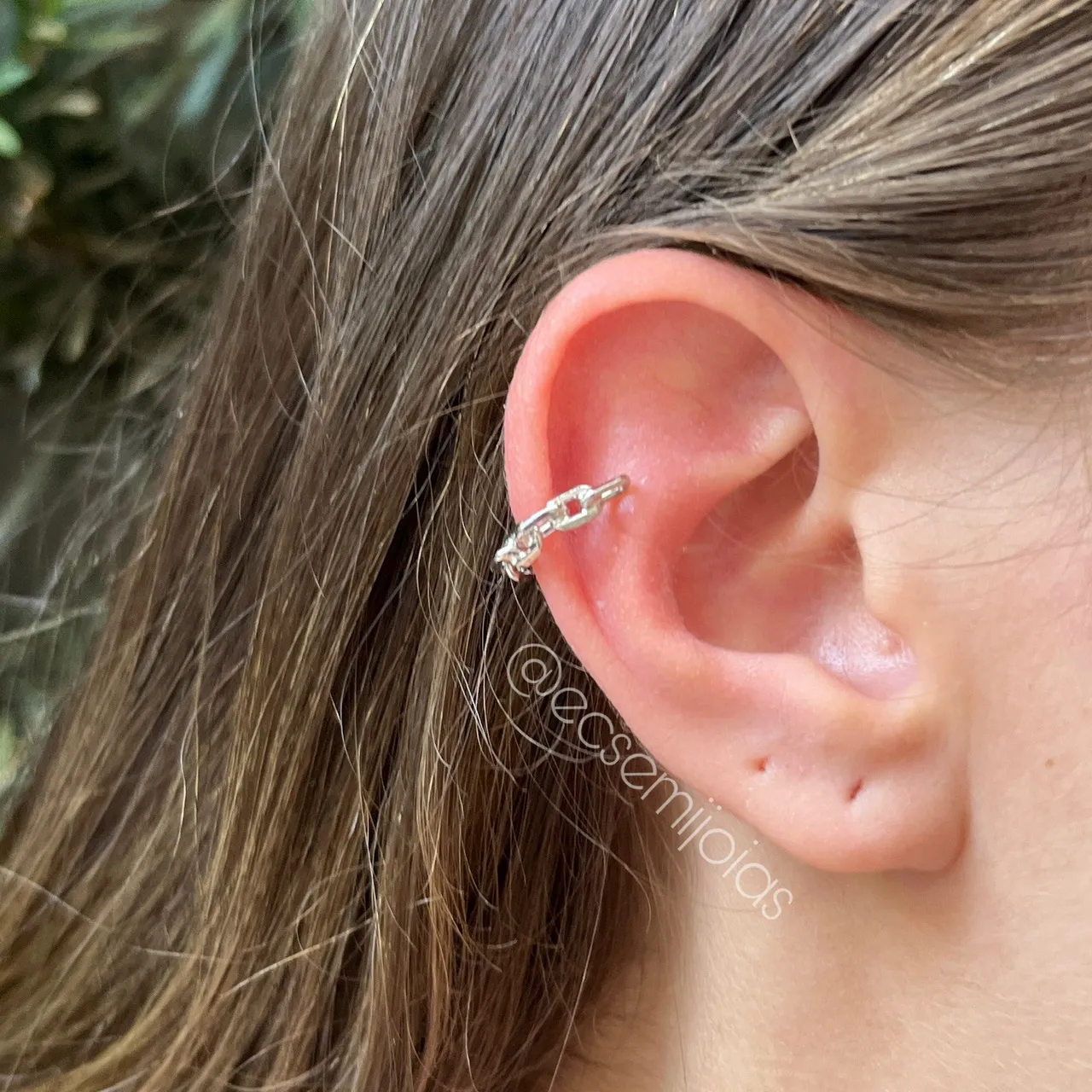 Brinco piercing corrente 1.60cm - banhado a ródio branco
