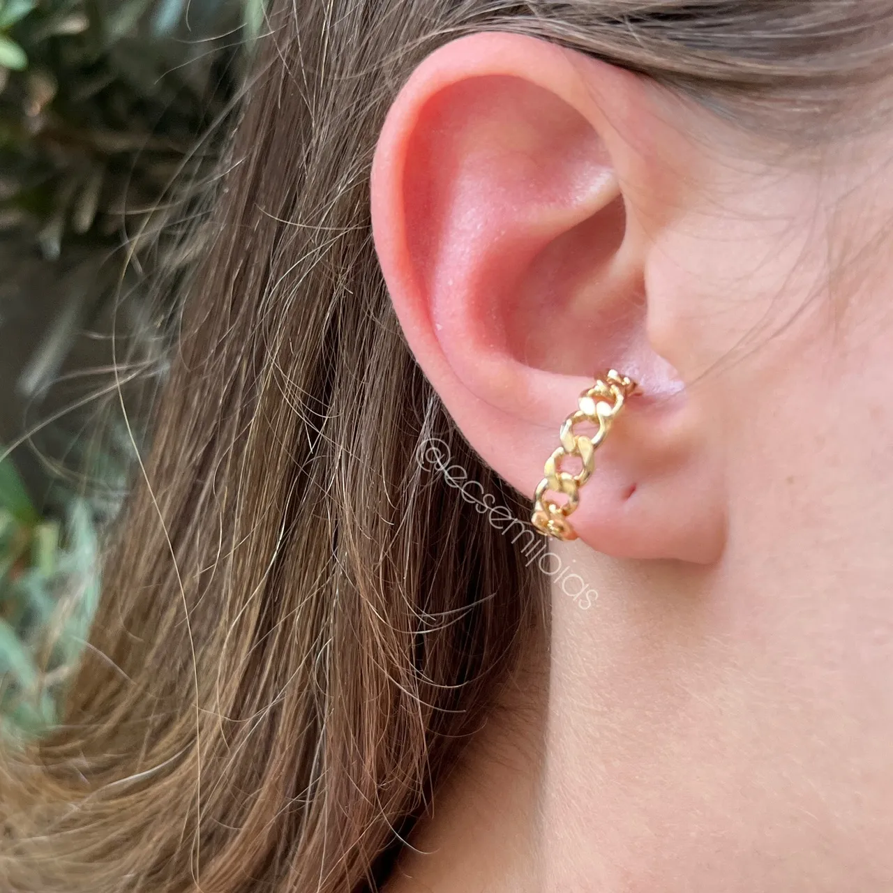 Brinco piercing corrente menor - banhado a ouro 18k
