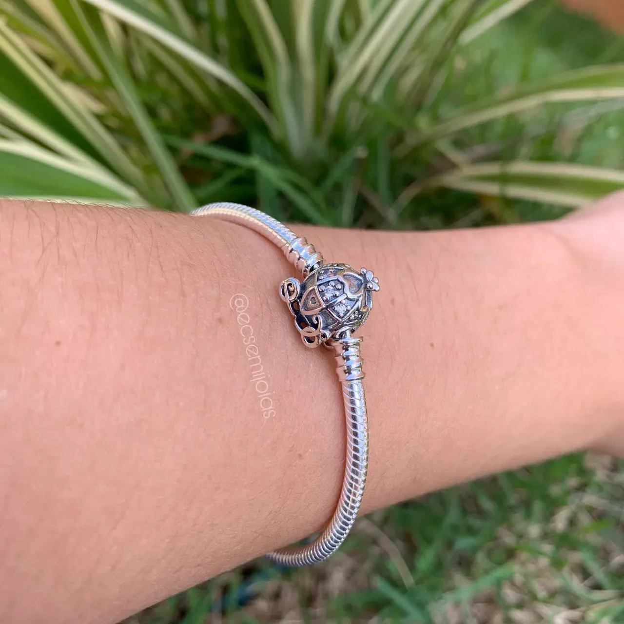 Pulseira para berloques com fecho de carruagem  -  banhado a prata 925