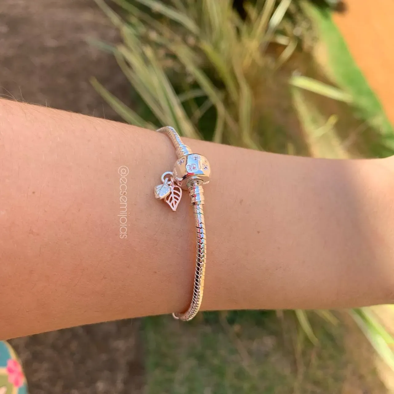 Pulseira para berloques - 18 cm - banhado a prata 925