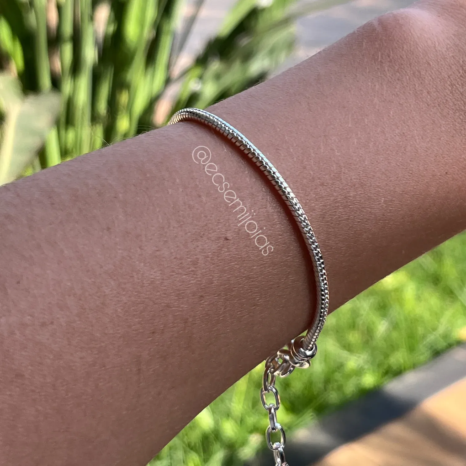 Pulseira para berloques - 18 cm + extensor - banhado a prata 925