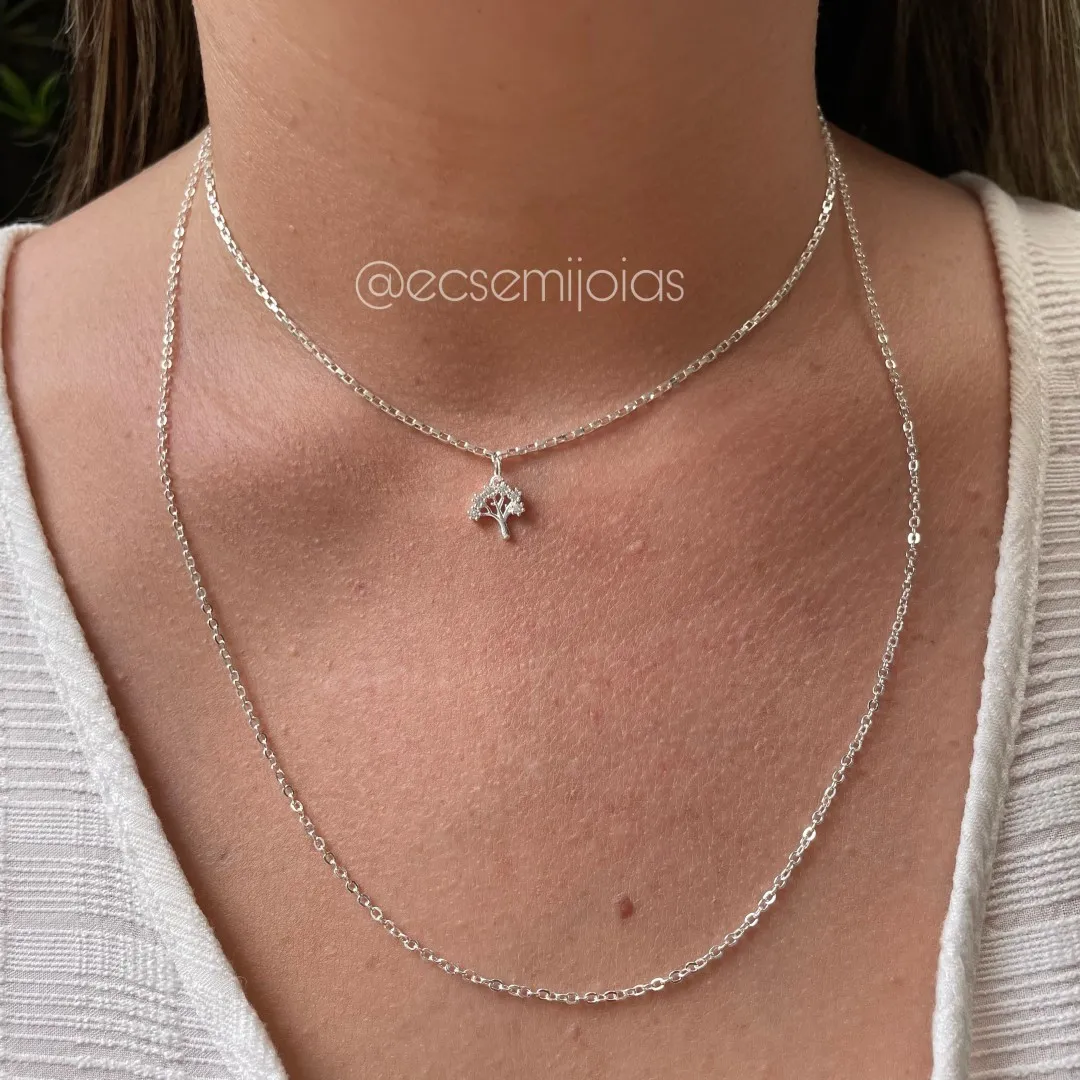 Colar com 2 andares com árvore da vida cravejada - banhado a ouro 18k