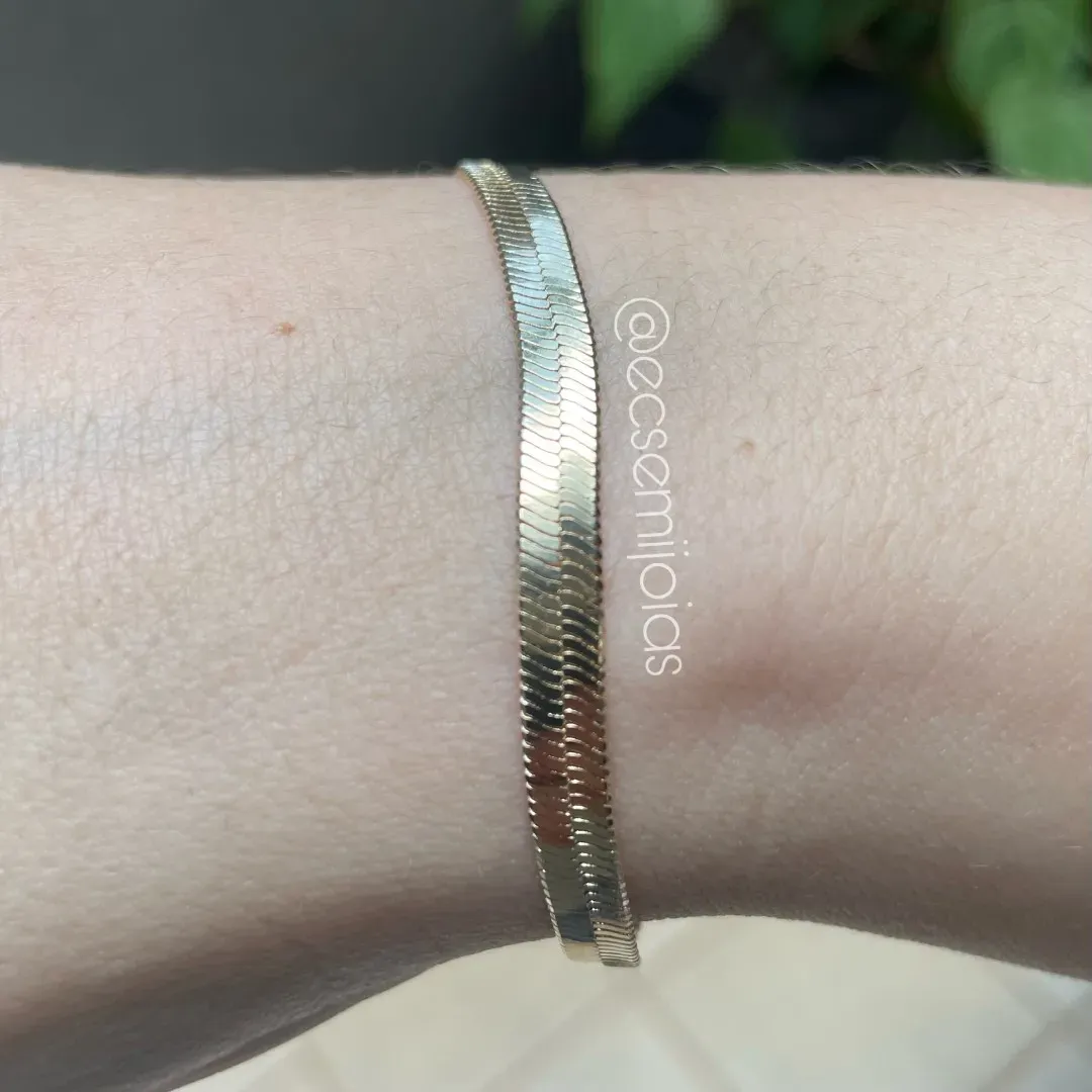 Pulseira de fita de 5mm - 16cm + extensor - banhado a ouro 18k